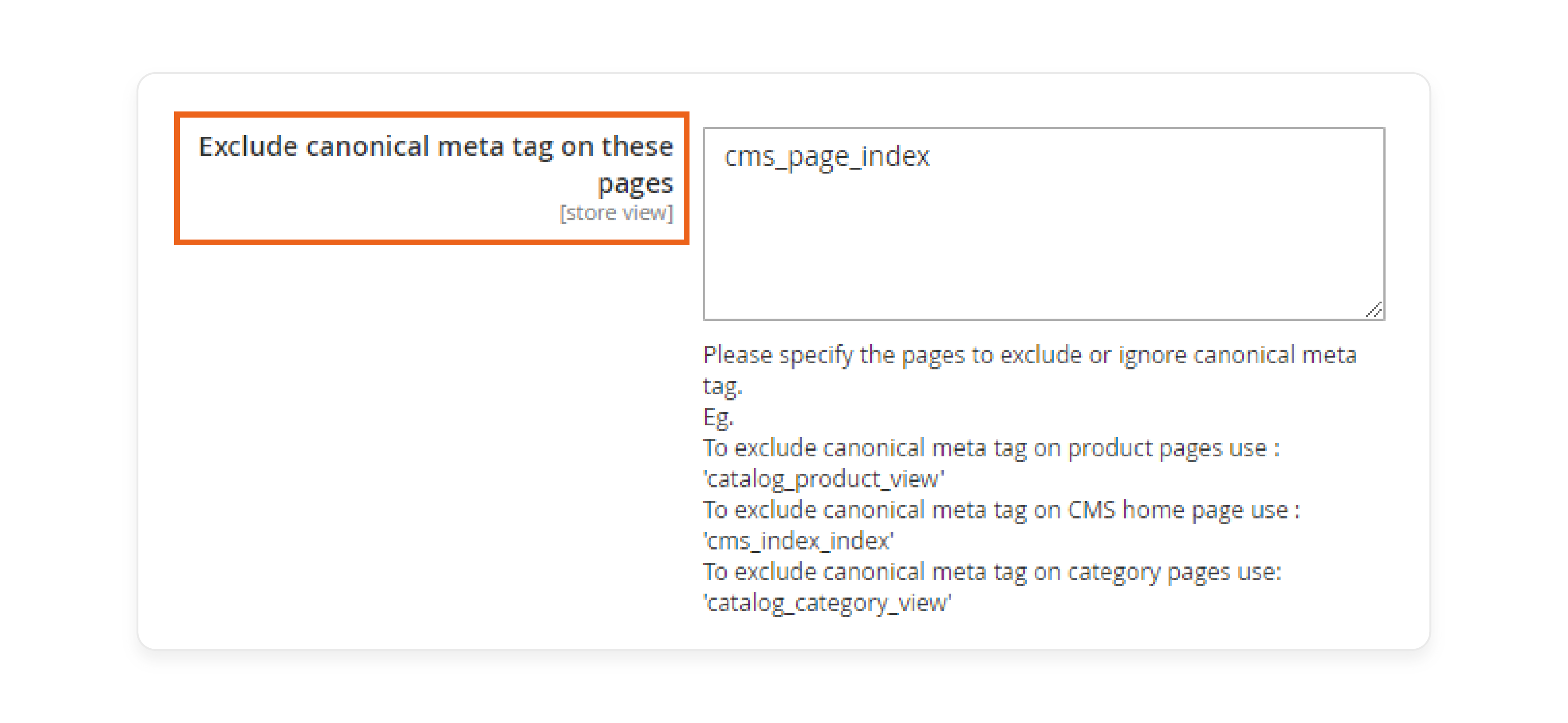 exclude specific pages from canonical tag application in magento 2