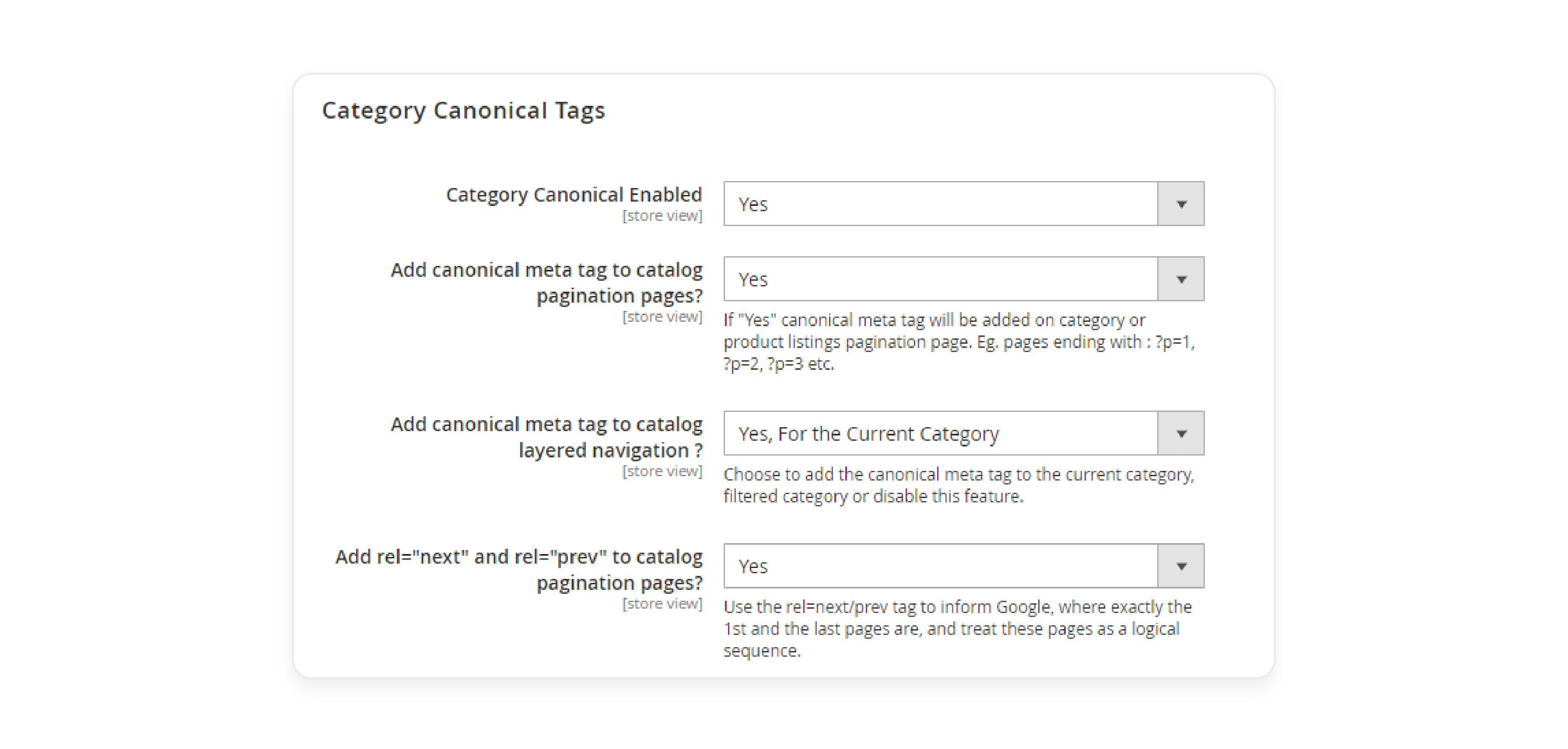 add canonical tags to pagination and filtered category pages in magento 2