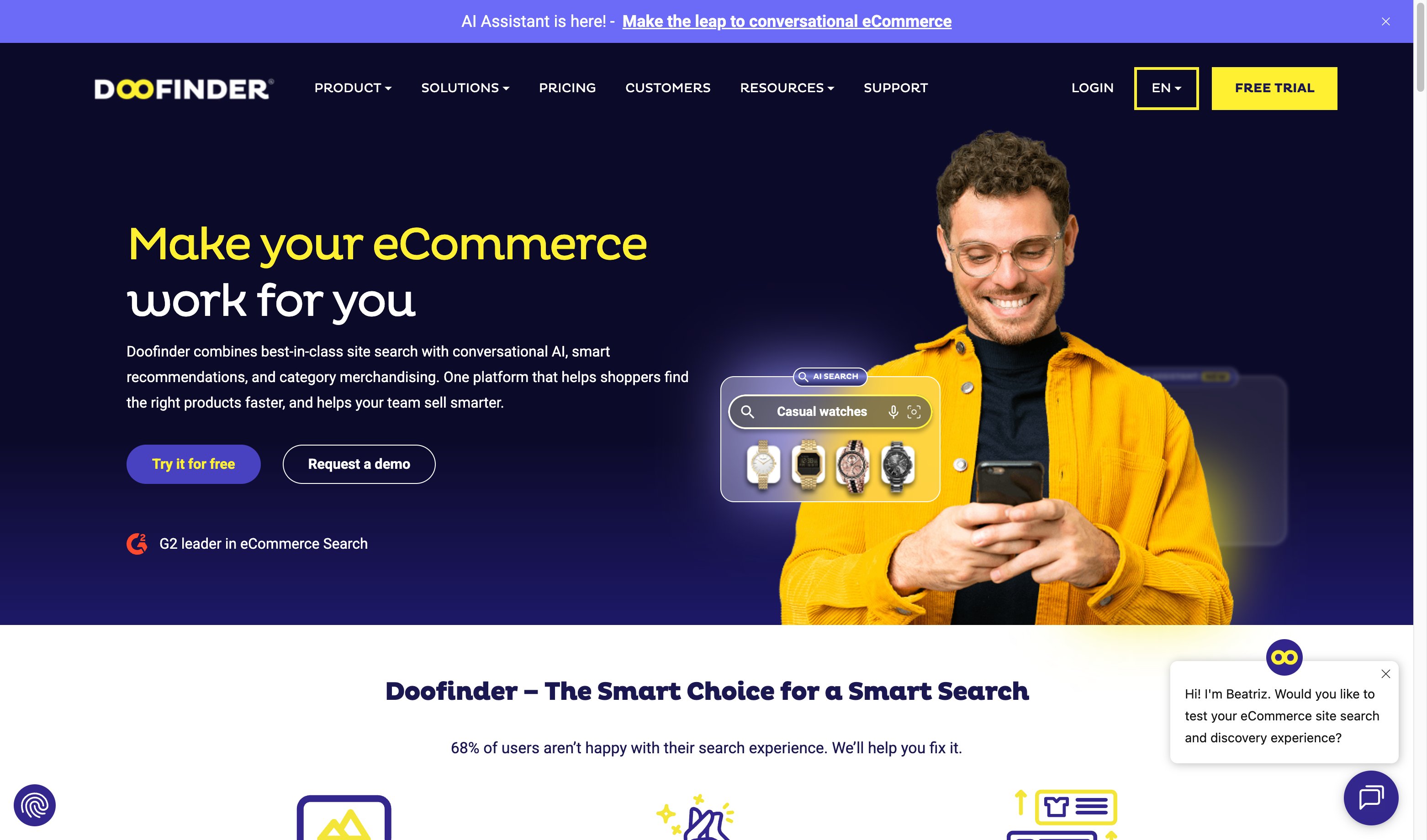 Doofinder AI Search Doofinder AI-powered ecommerce search with conversational AI and smart recommendations