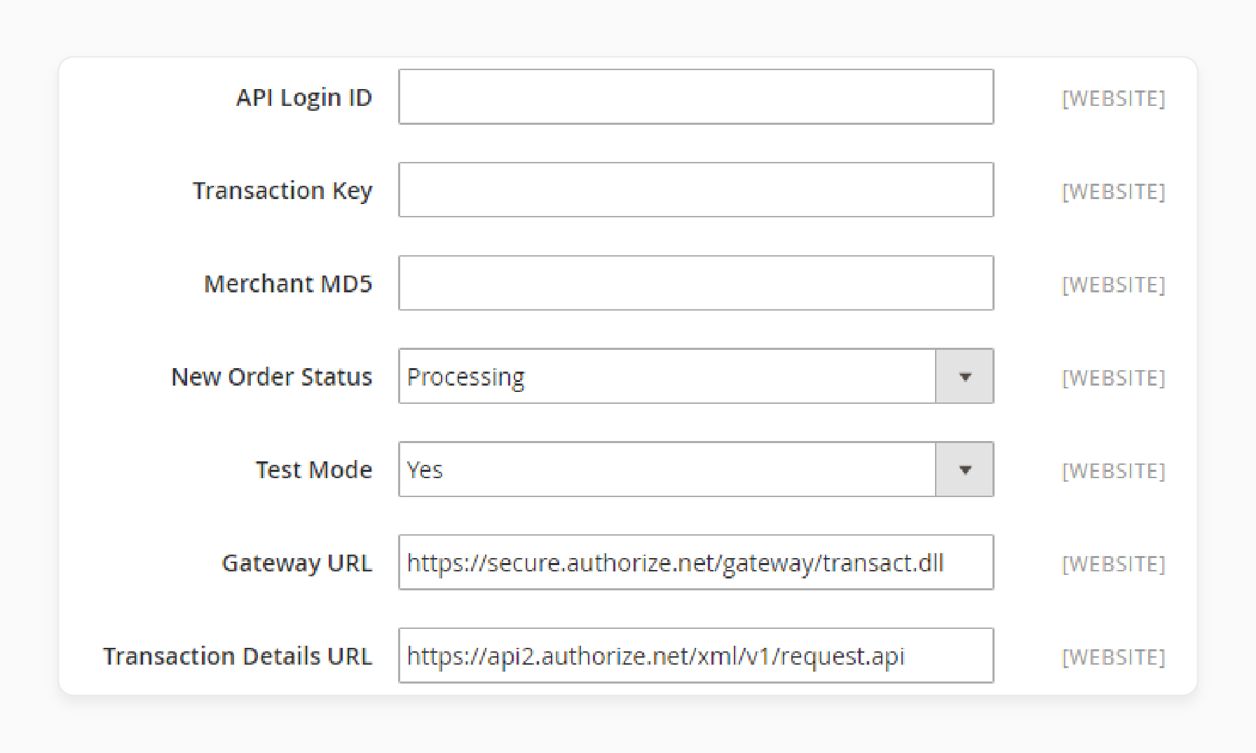 Merchant Account Detail in Authorize.net Direct Post Magento 2