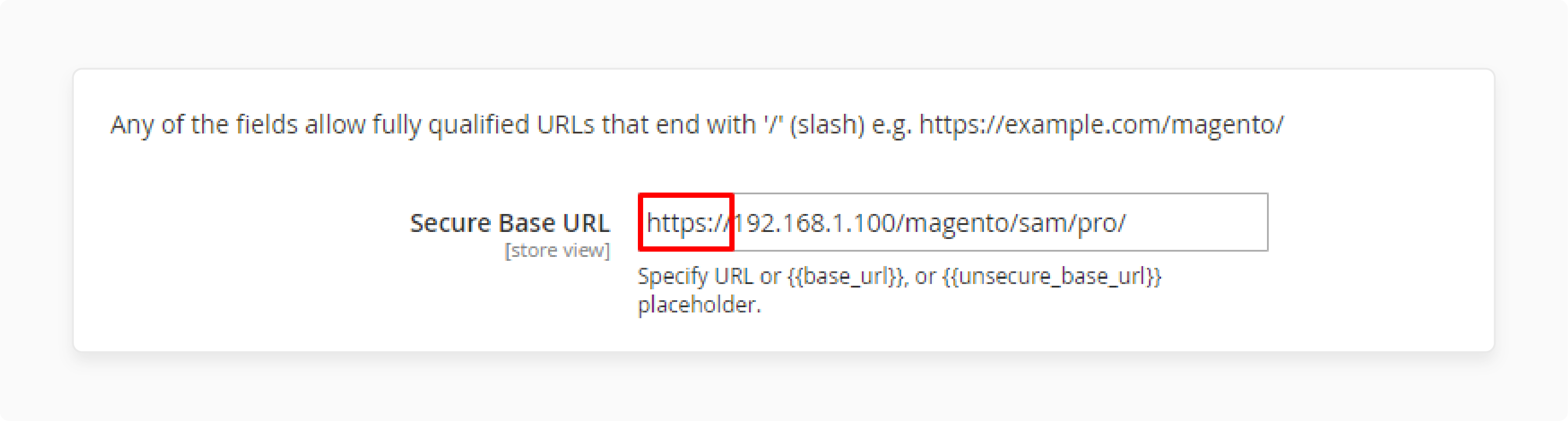 Expand The Base URLs Secure Section