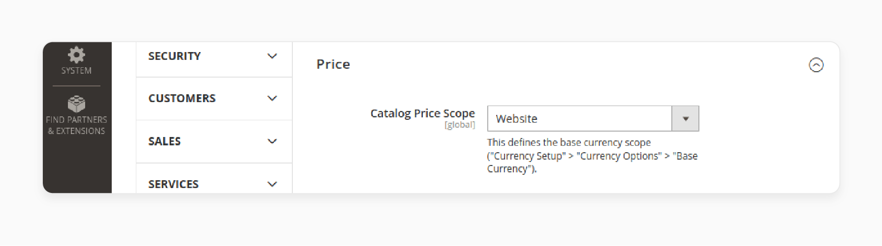 setting catalog price scope to website level in magento 2