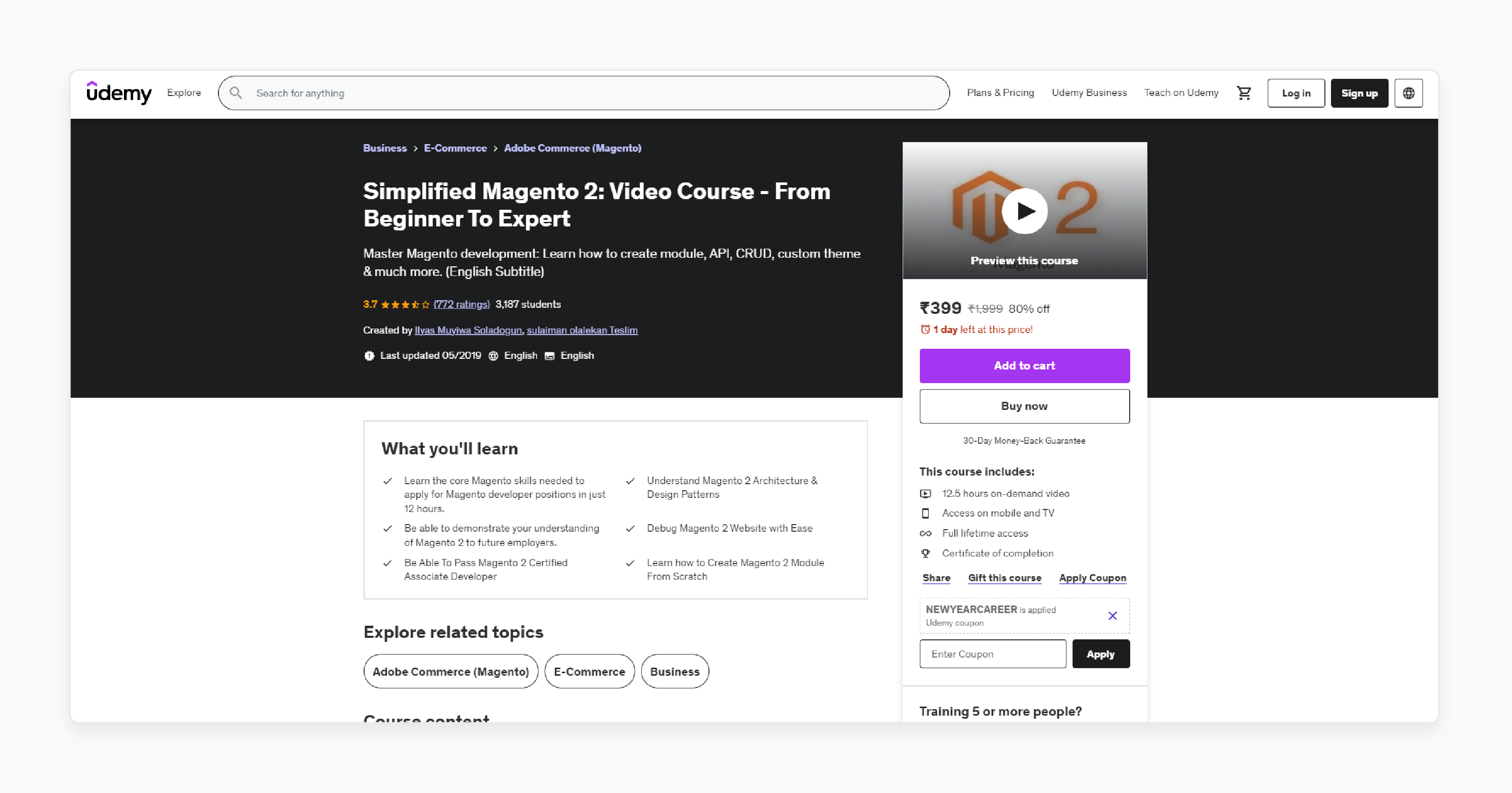 Simplified Magento 2: Video Course From Beginner To Expert Is One Of The Best Magento 2 Online Training Courses For Beginners In 2024