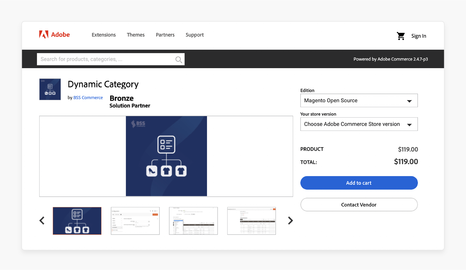 BSS Commerce dynamic category tool