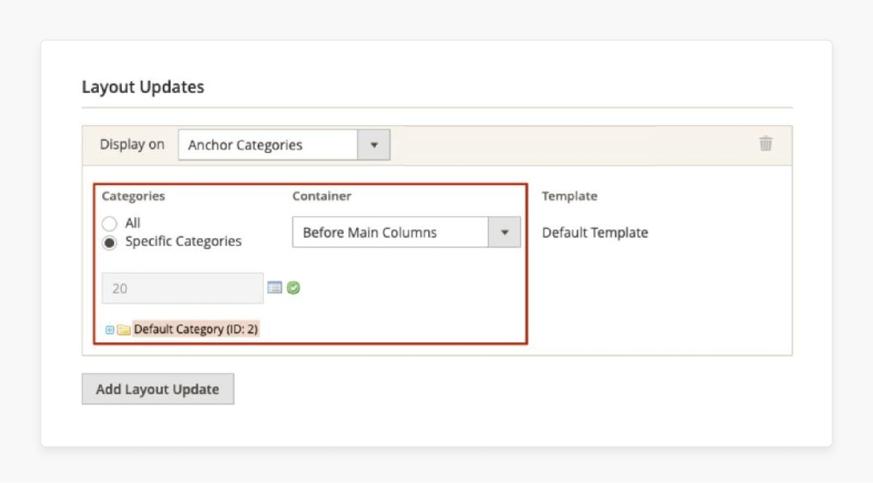 Configuring widget settings for Magento 2 banners