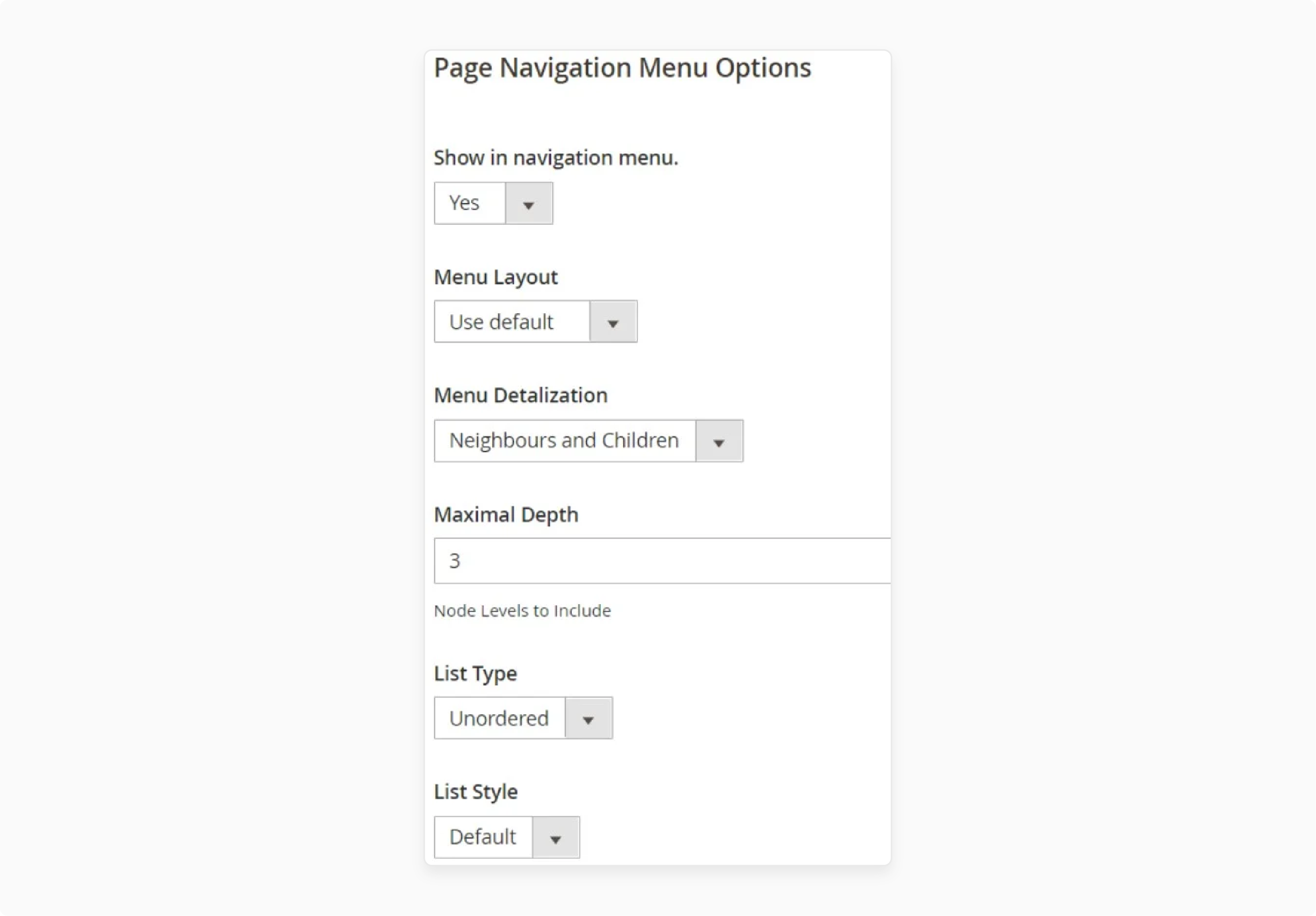 Configuring Menu Layout for Hierarchy Tree