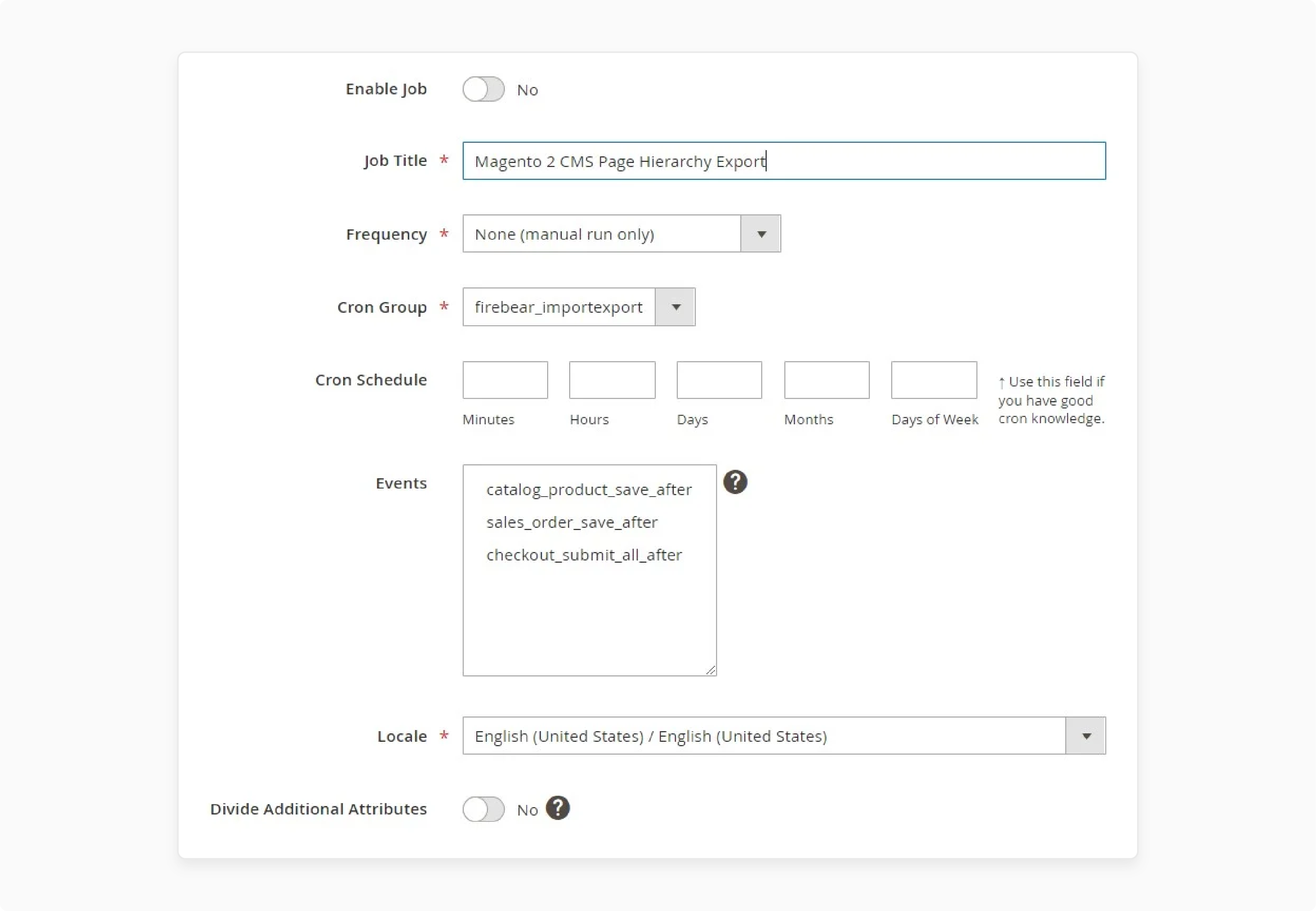 Navigate to the Export Jobs section for Magento 2 CMS Page Hierarchy Export