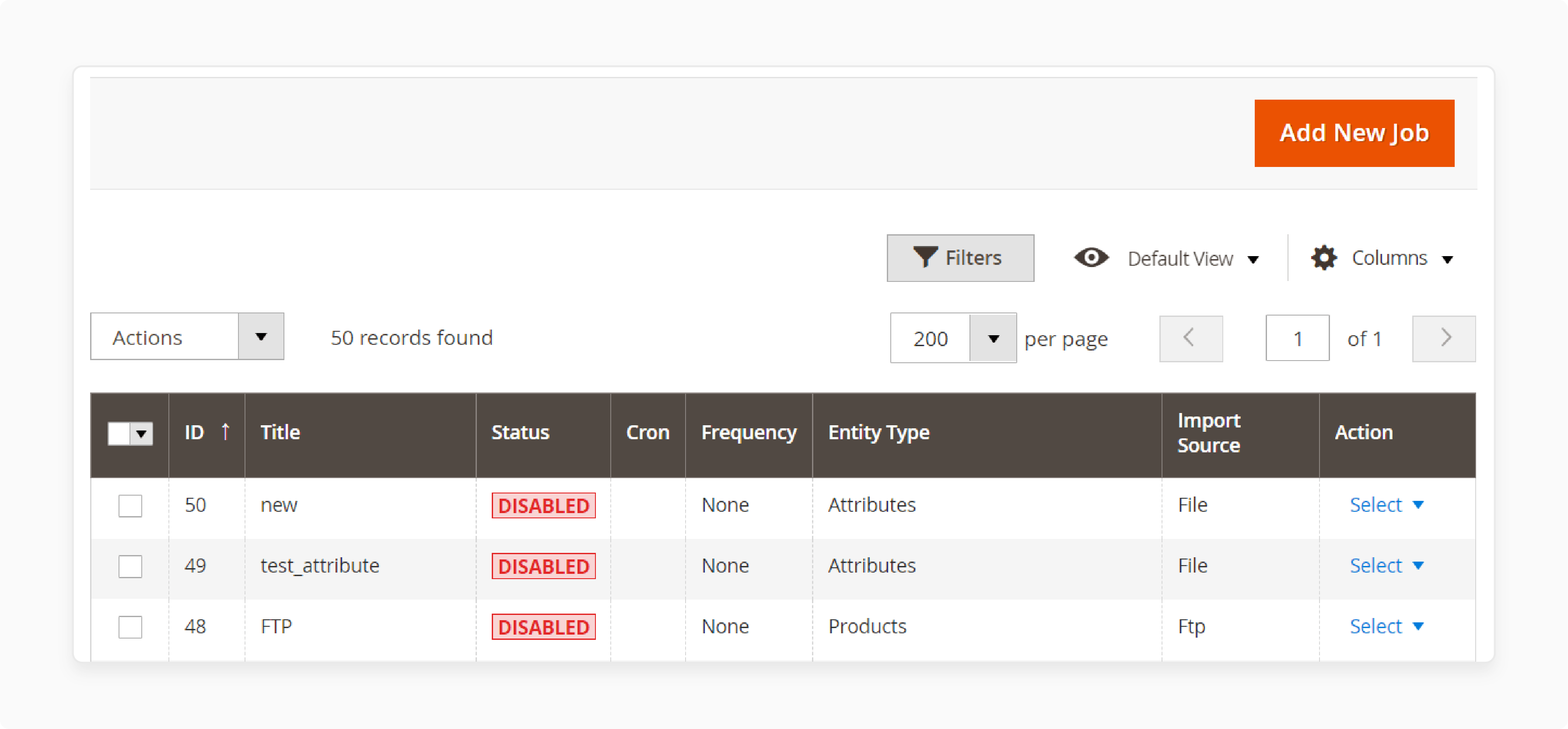 Navigate to the Import Jobs section for Magento 2 CMS Page Hierarchy Import