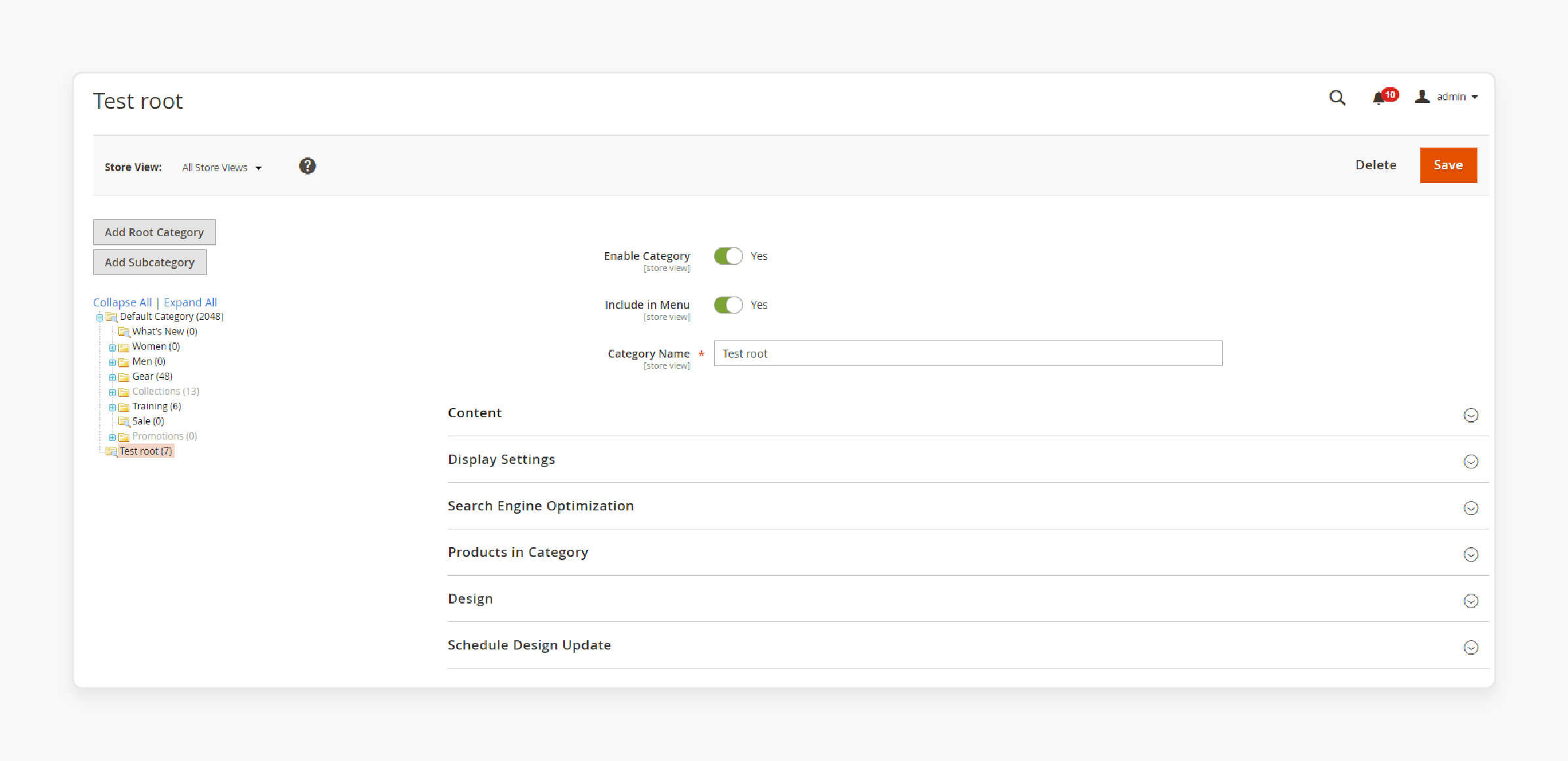 assigning subcategories to root categories to ensure proper menu display in magento 2