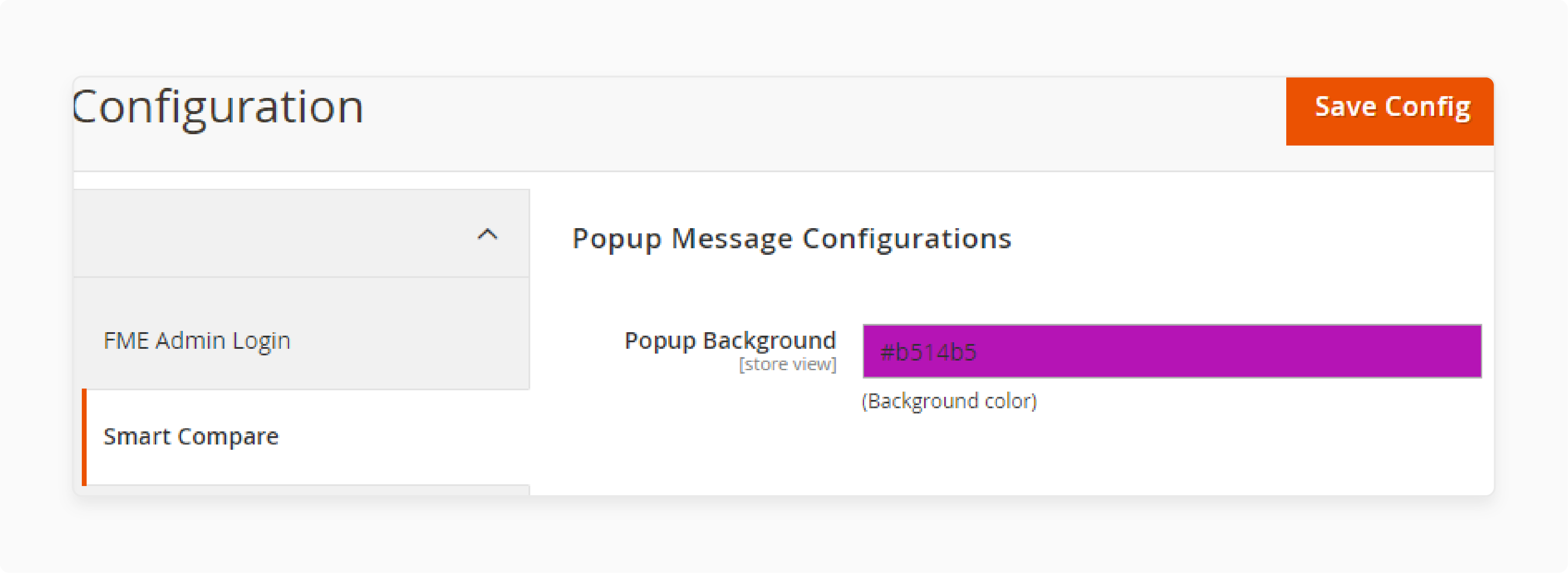 Popup Background Color Configuration for the Smart Compare Functionality