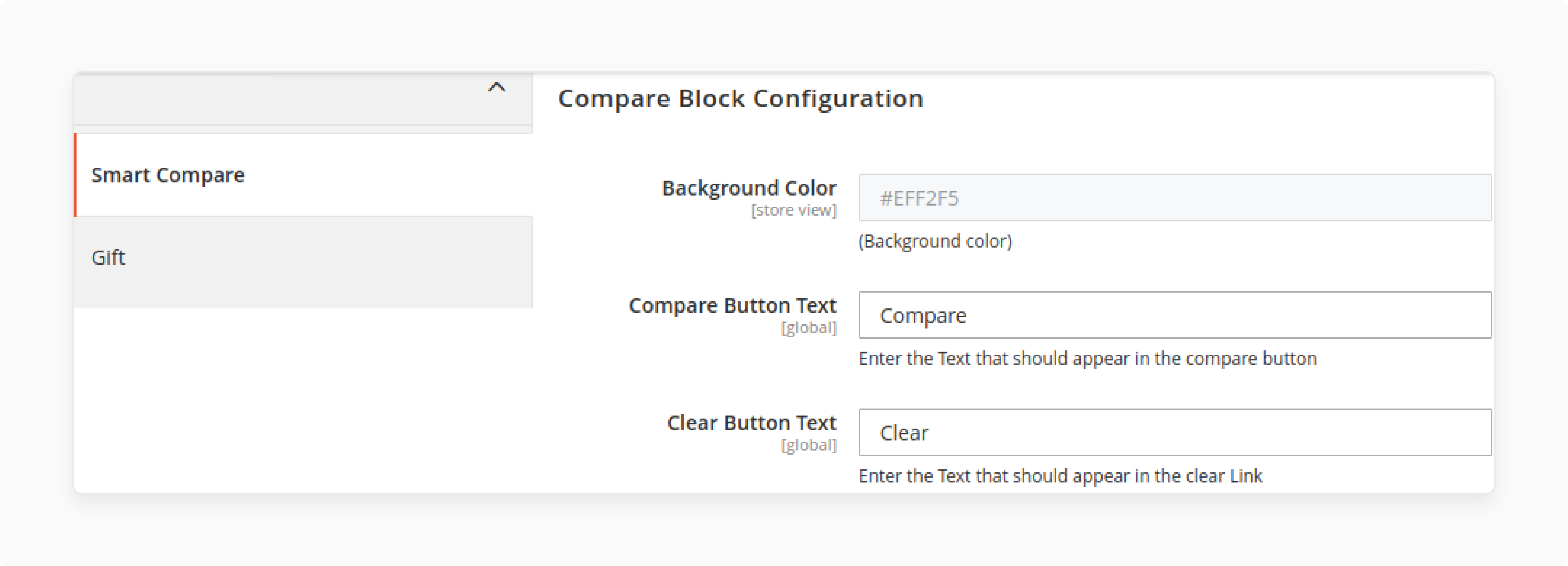 Compare Block Configuration for Smart Compare Functionality