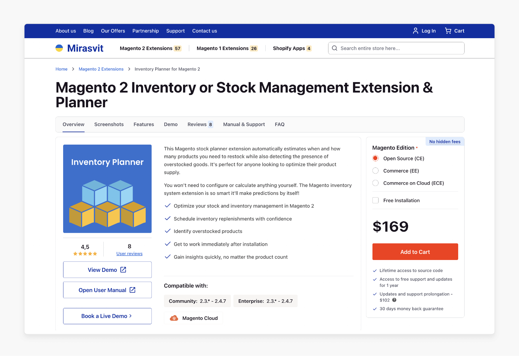 stock management and tracking module for automated inventory optimization in Magento 2 by mirasvit module