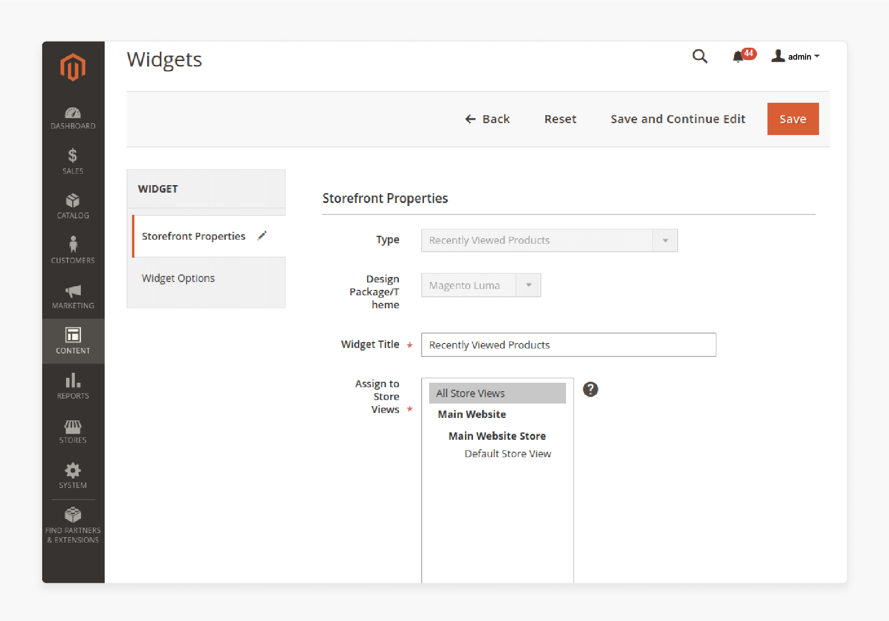 storefront property configuration for magento 2 recently compared products widget