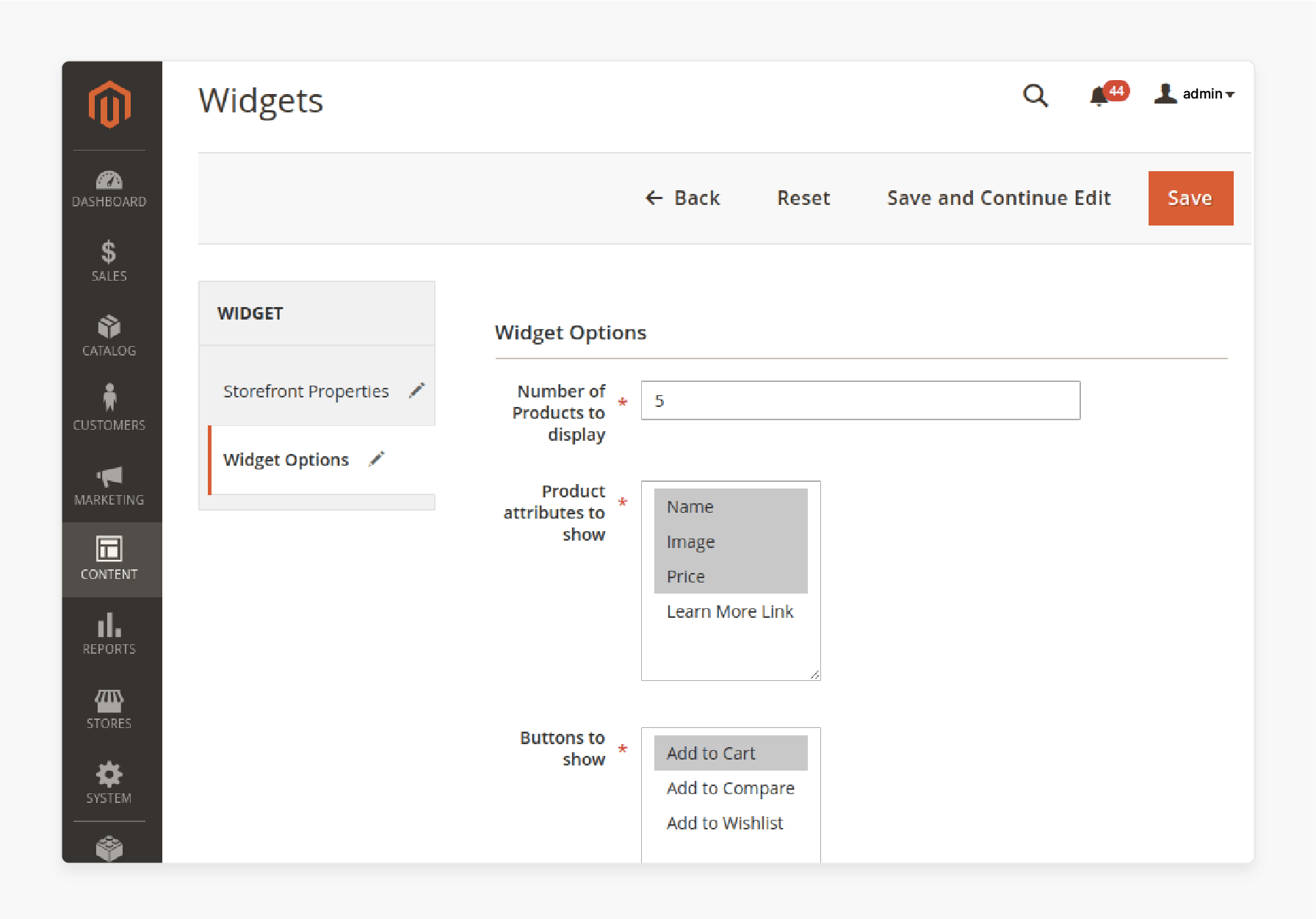 customizing widget options for magento 2 compare product list to enhance usability