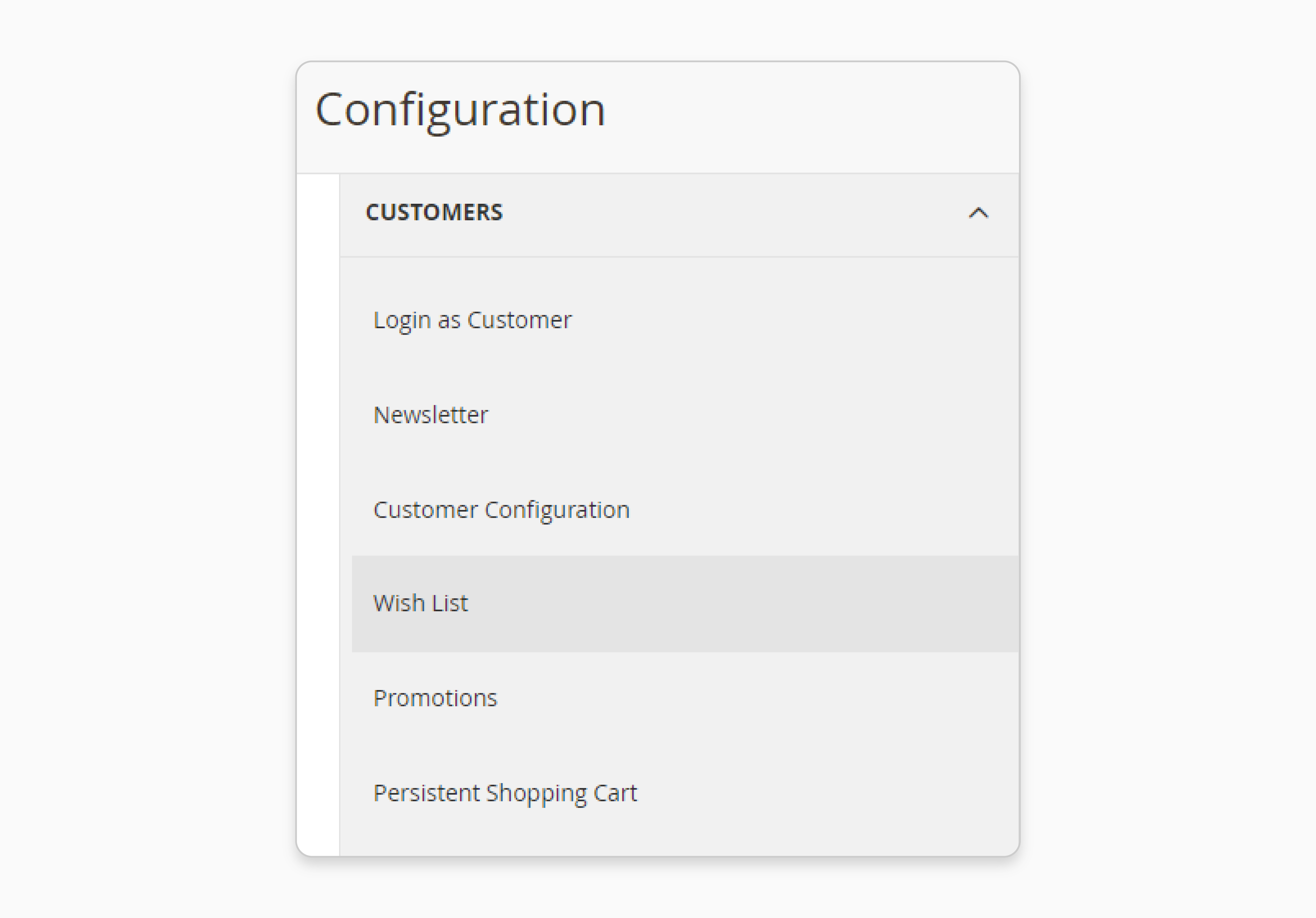 Navigate to Configuration to disable wishlist