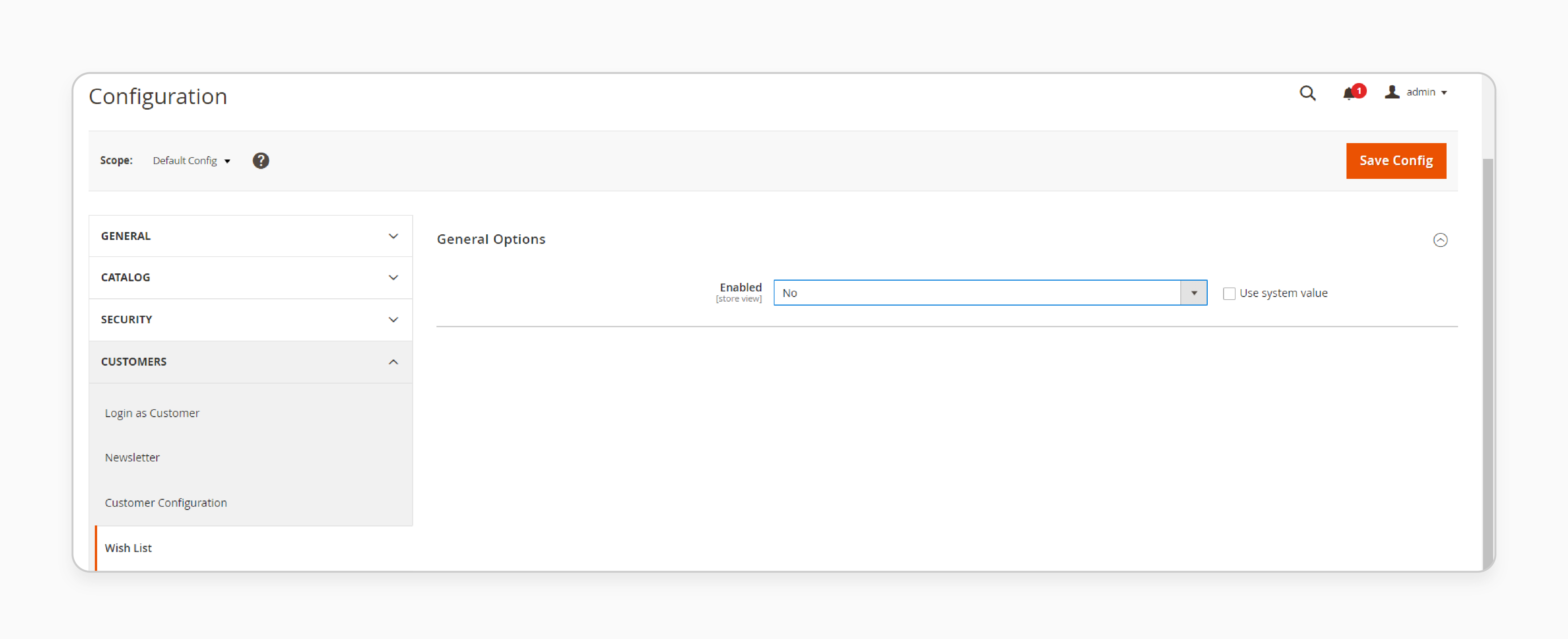 Modify wishlist settings in Magento 2 backend