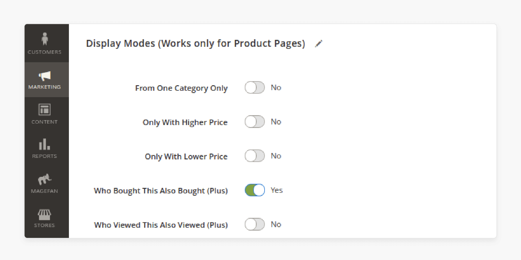 enable display modes for magento 2 customers also bought rules