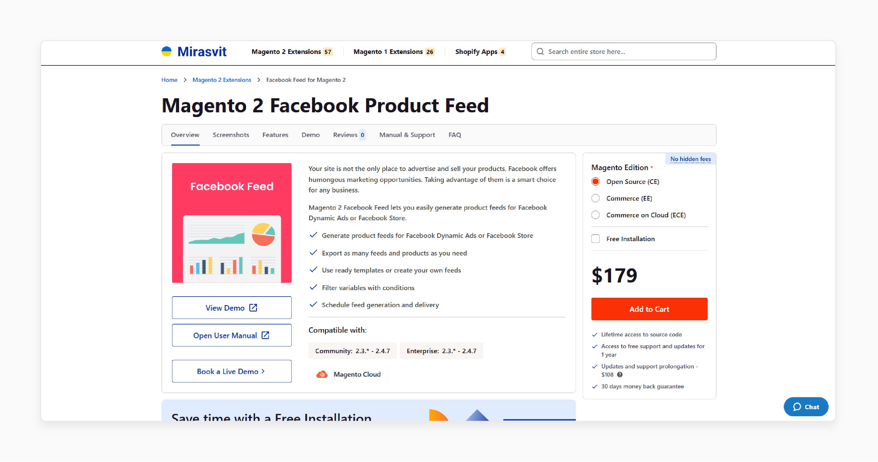 Mirasvit’s extension for easy Facebook product feed setup