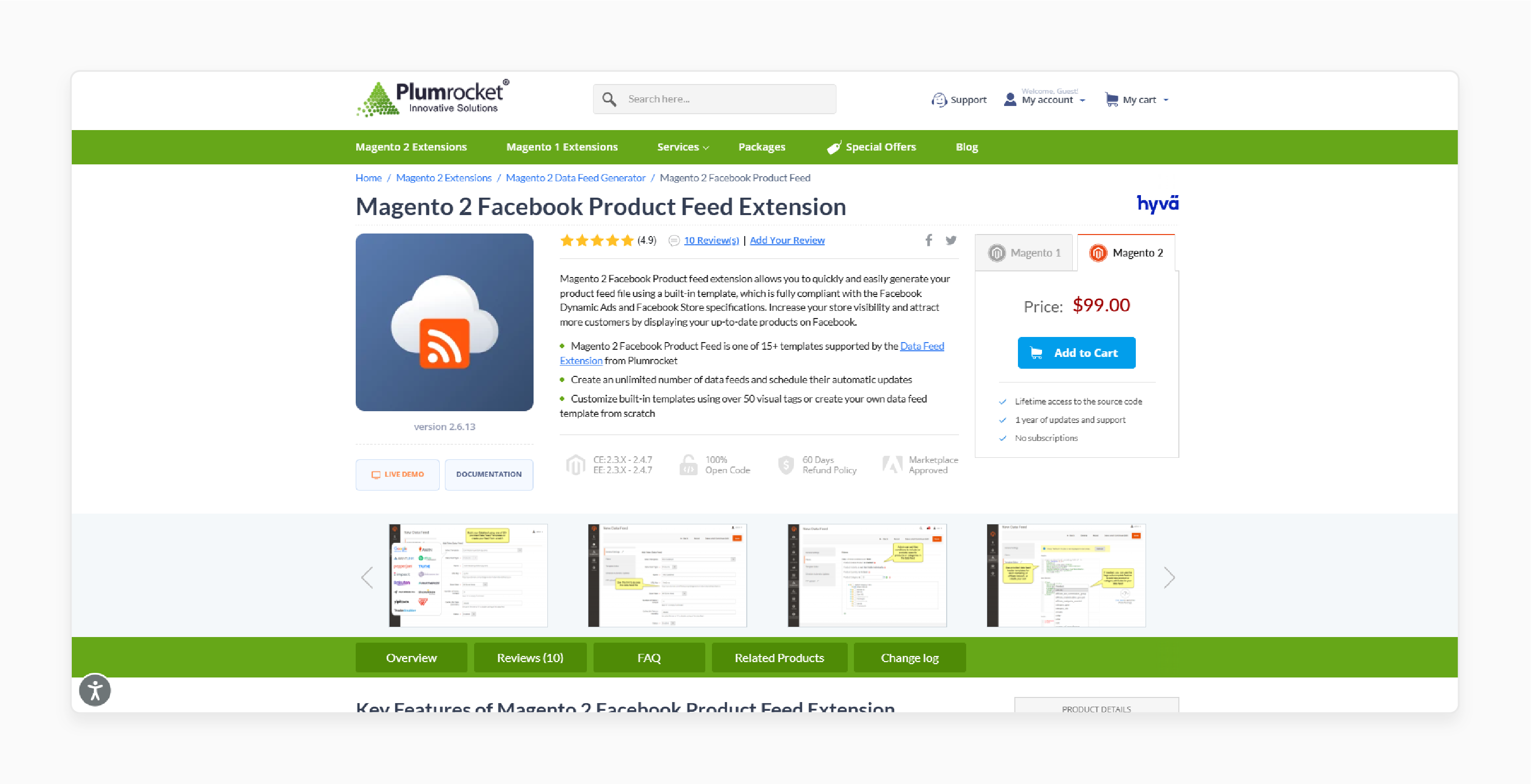 Plumrocket extension for managing Facebook product feed updates