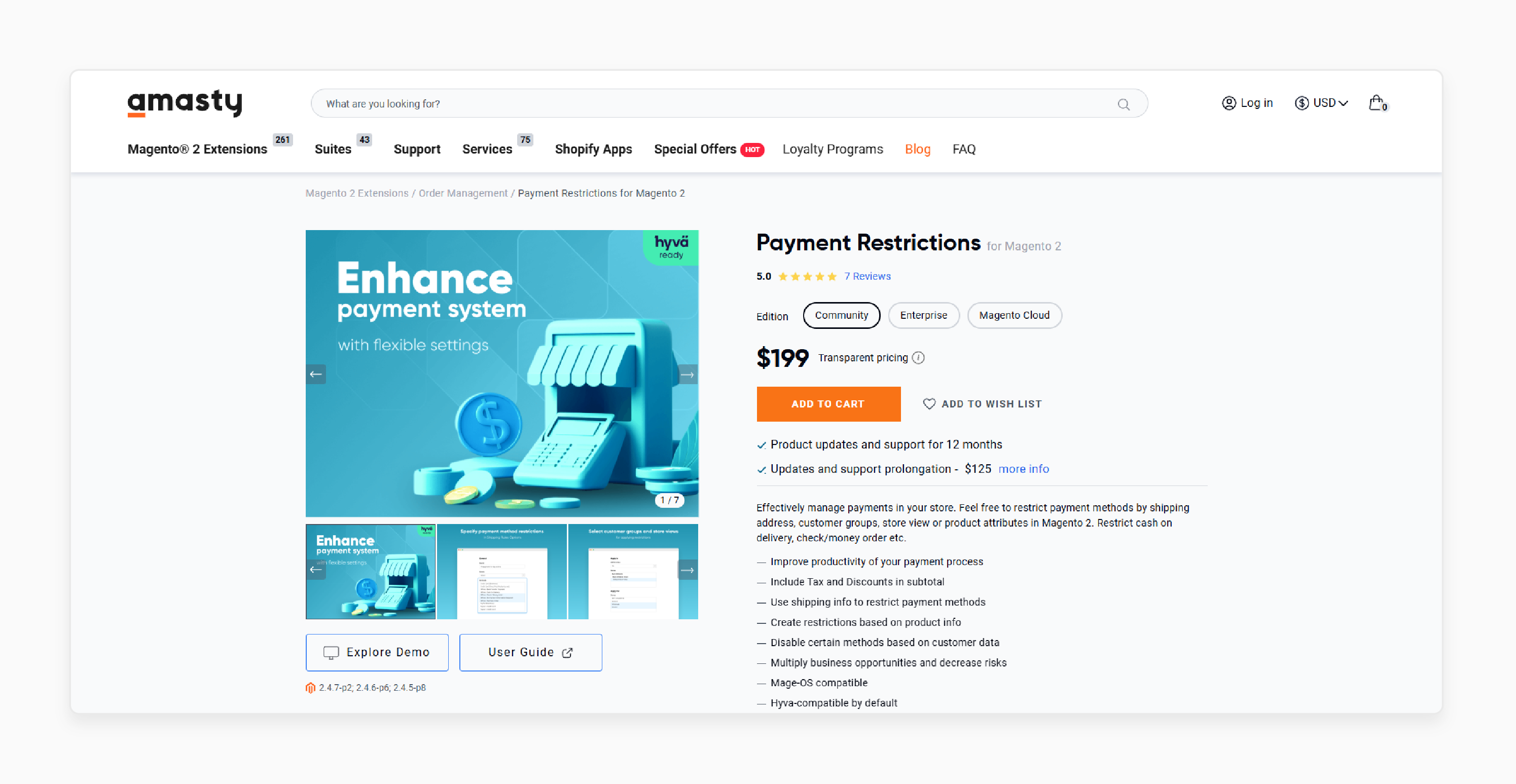 Payment Restrictions for Magento 2 - Amasty