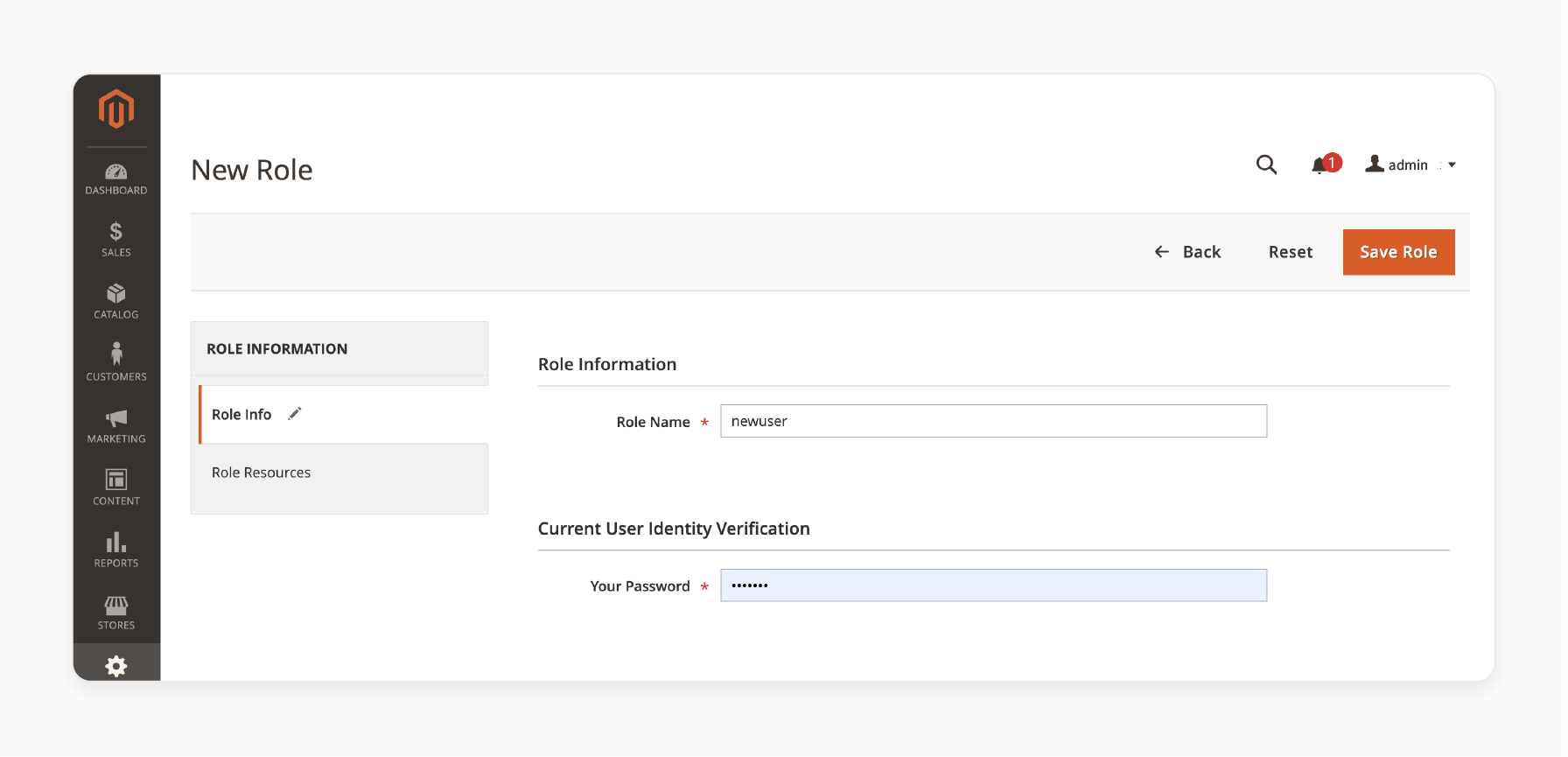 Magento 2 user roles and permissions settings