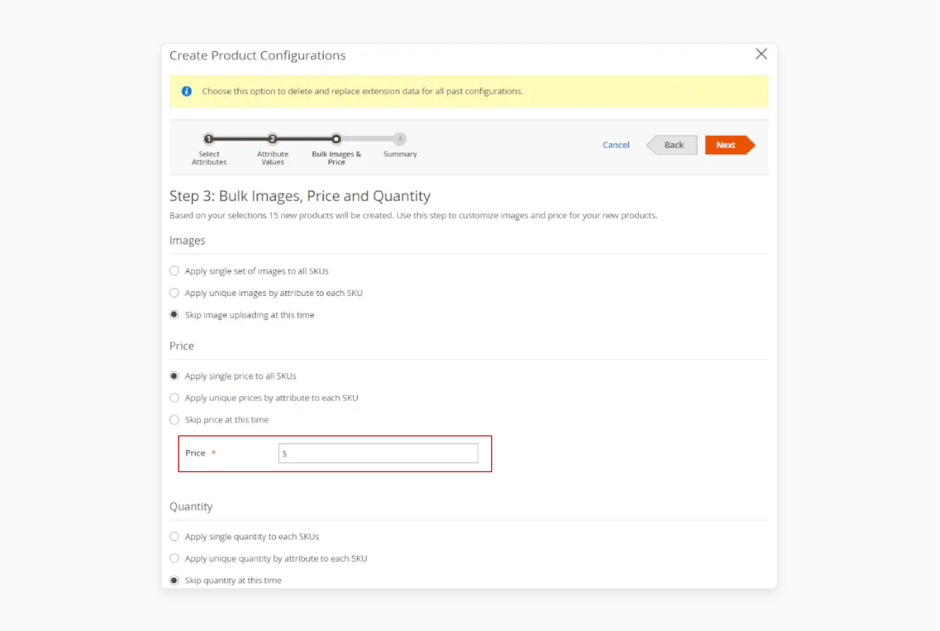 Enter A Base Price In The Price Field Of The Parent Product