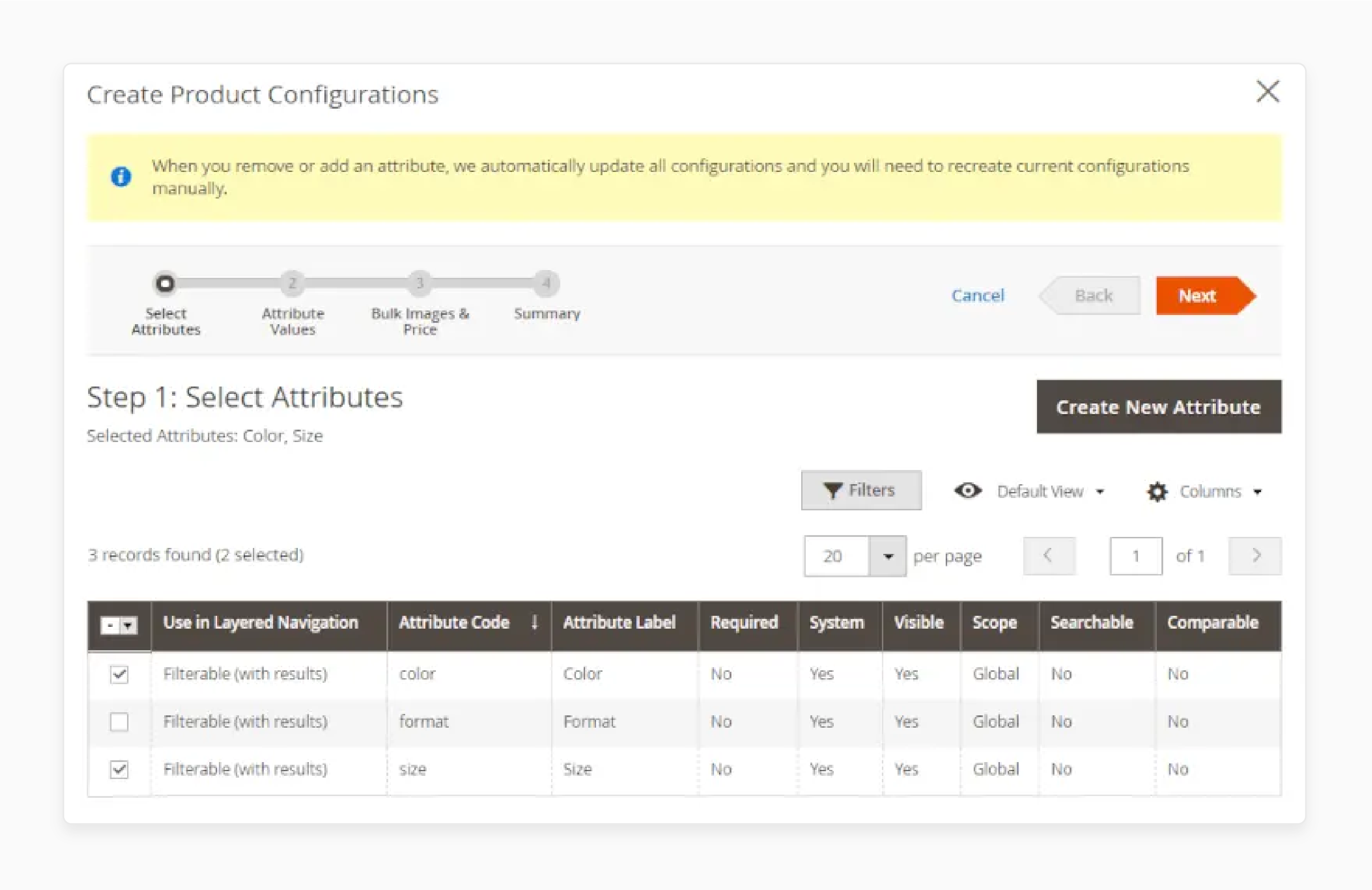 Select An Existing Configurable Product Or Create A New One