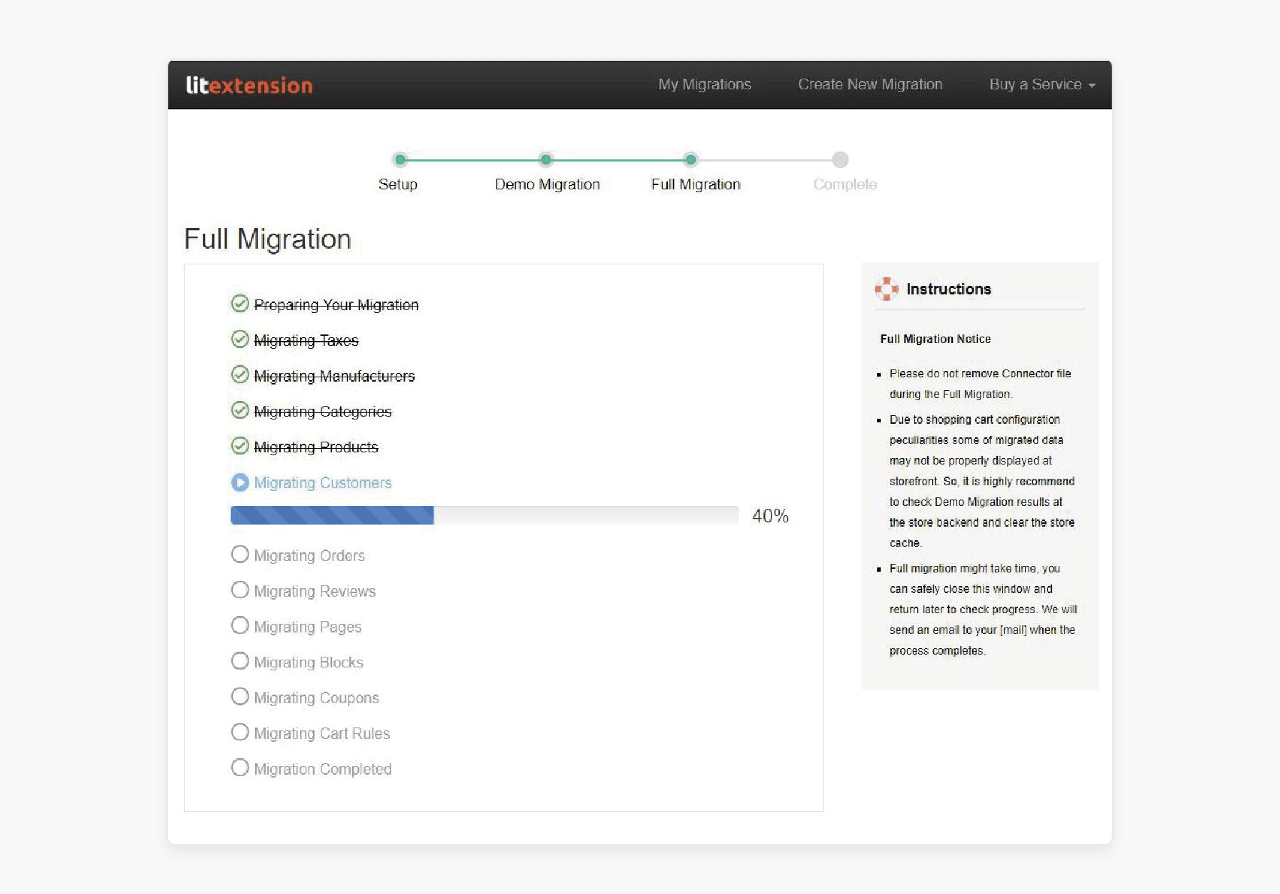 Launching Full Migration During Zoey to Magento Migration