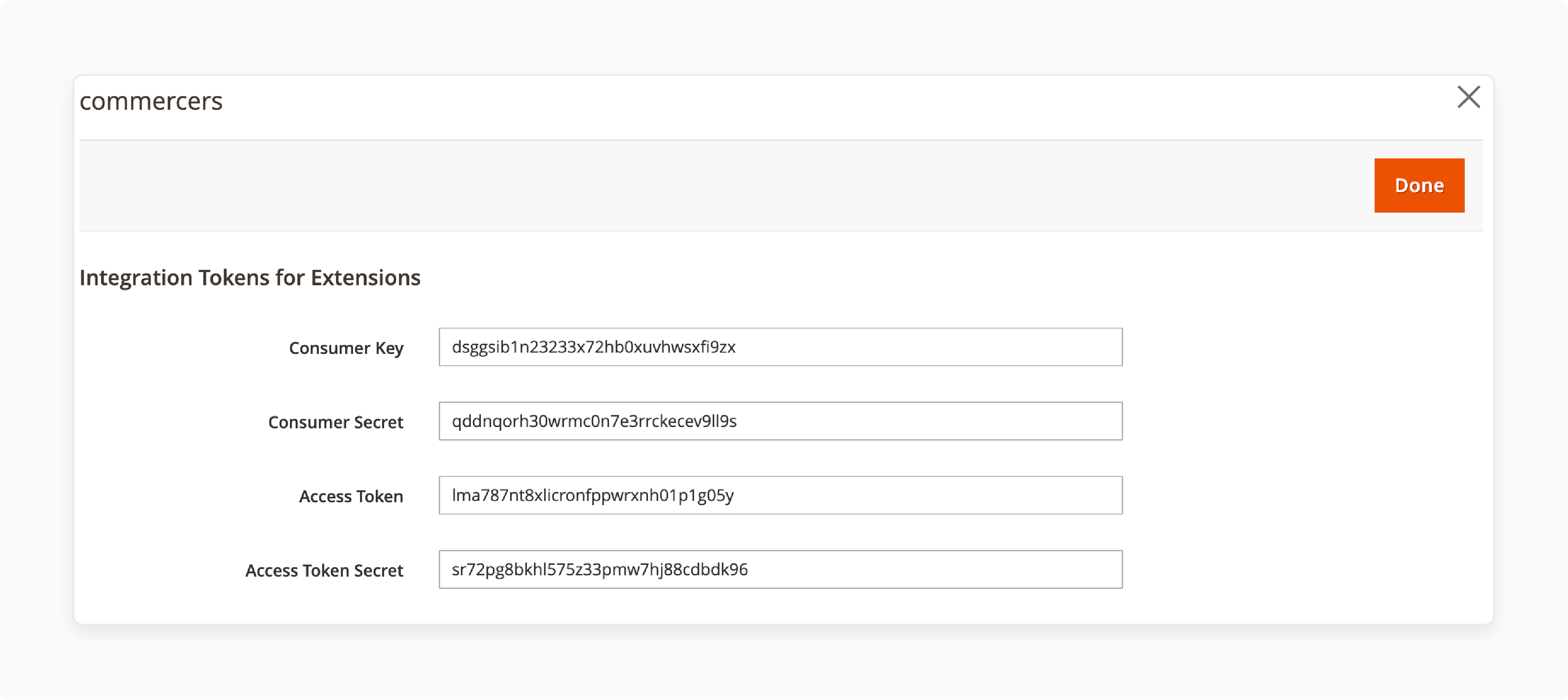 Note the consumer key provided by the Magento 2 Oauth postman extension