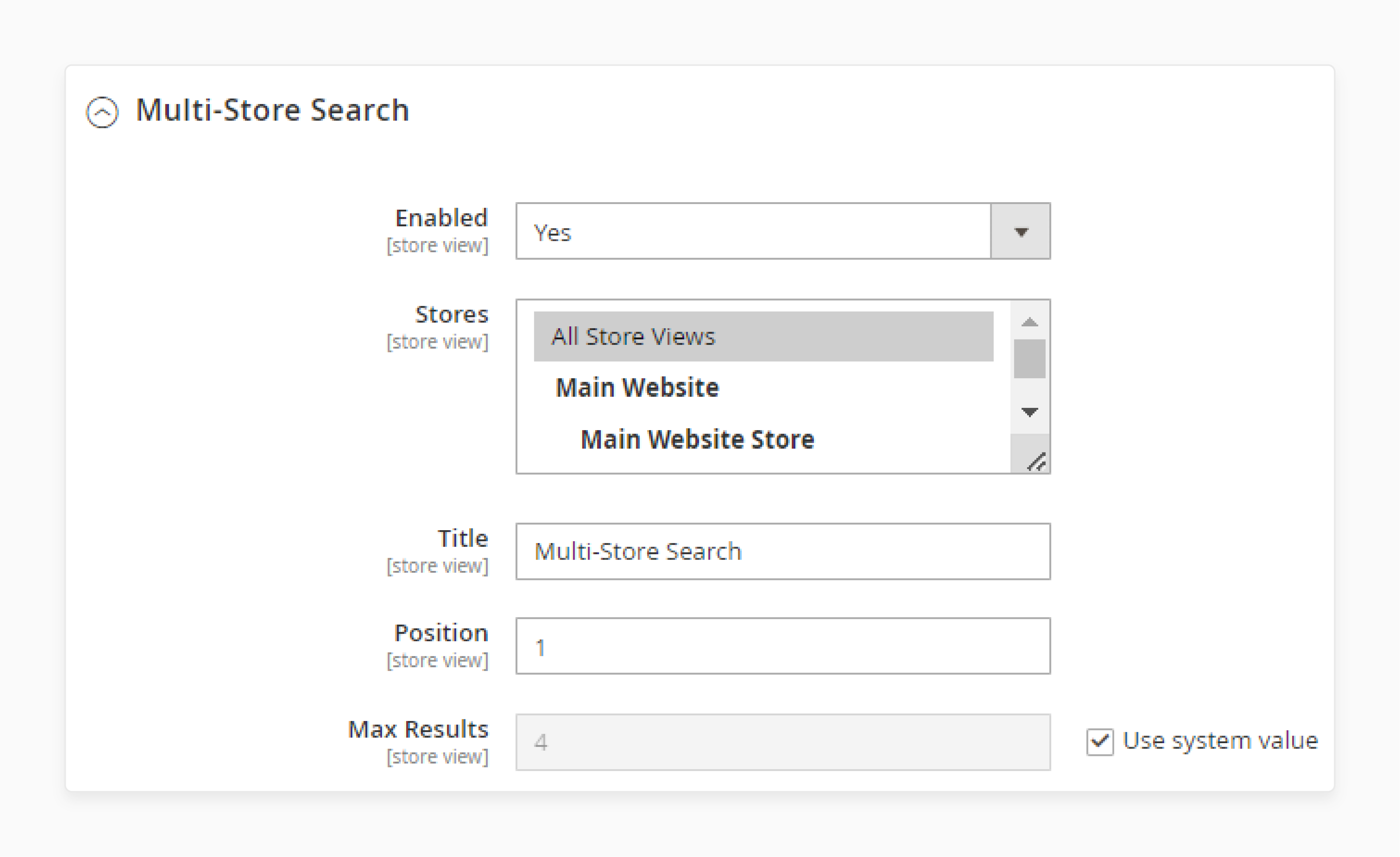 Enable multistore search in the Magento 2 advanced search extension