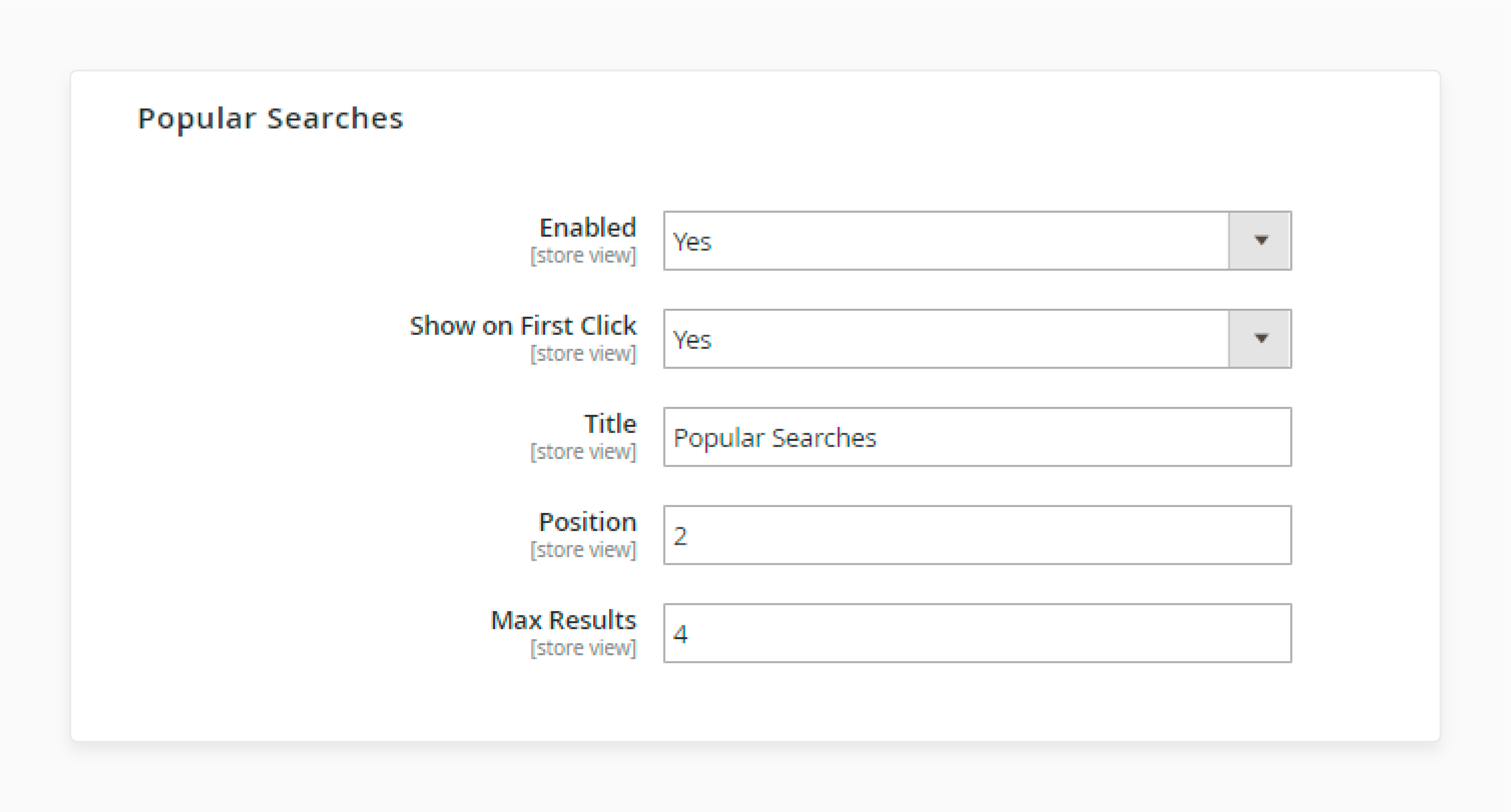 Enable popular searches in the Magento 2 advanced search extension