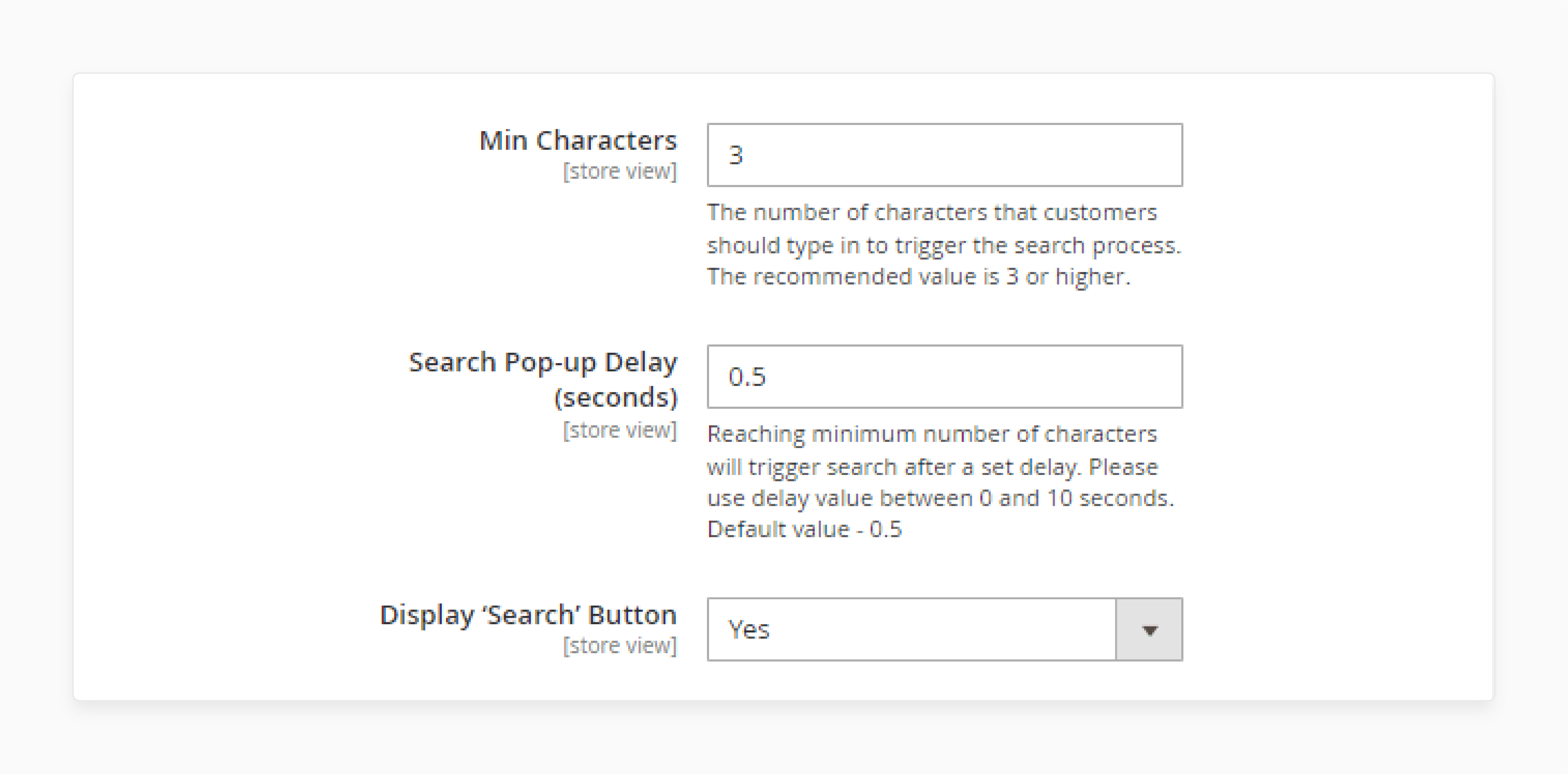 Enter the minimum characters in the Magento 2 advanced search extension