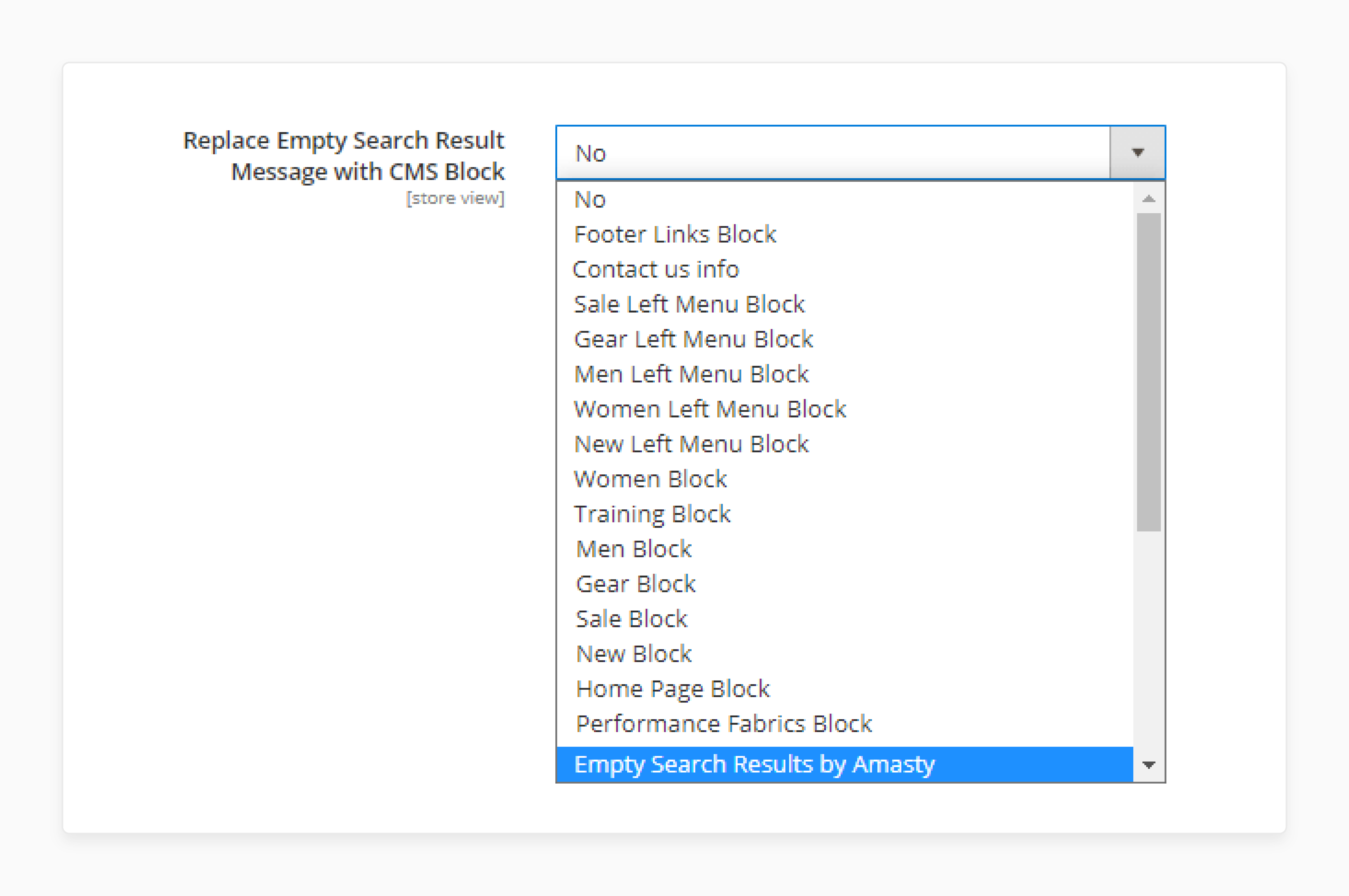 Replace with CMS block in the Magento 2 advanced search extension