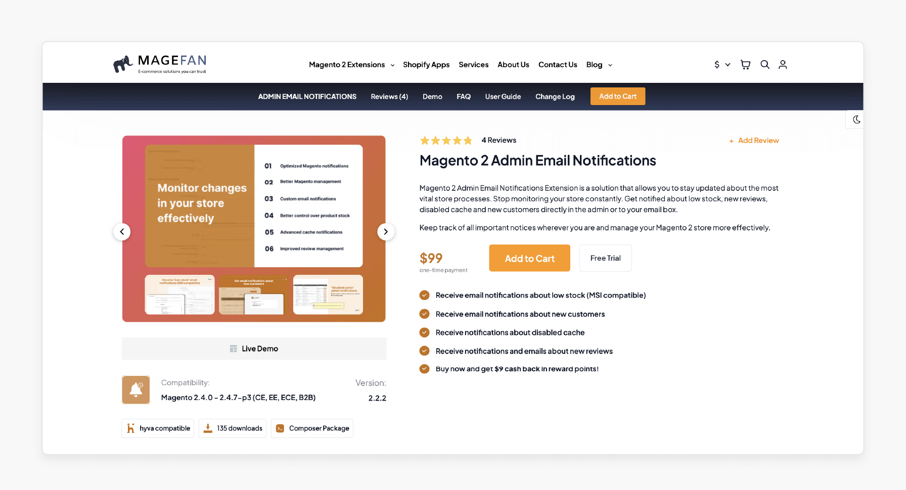 Magento 2 Admin Email Notifications - Magefan