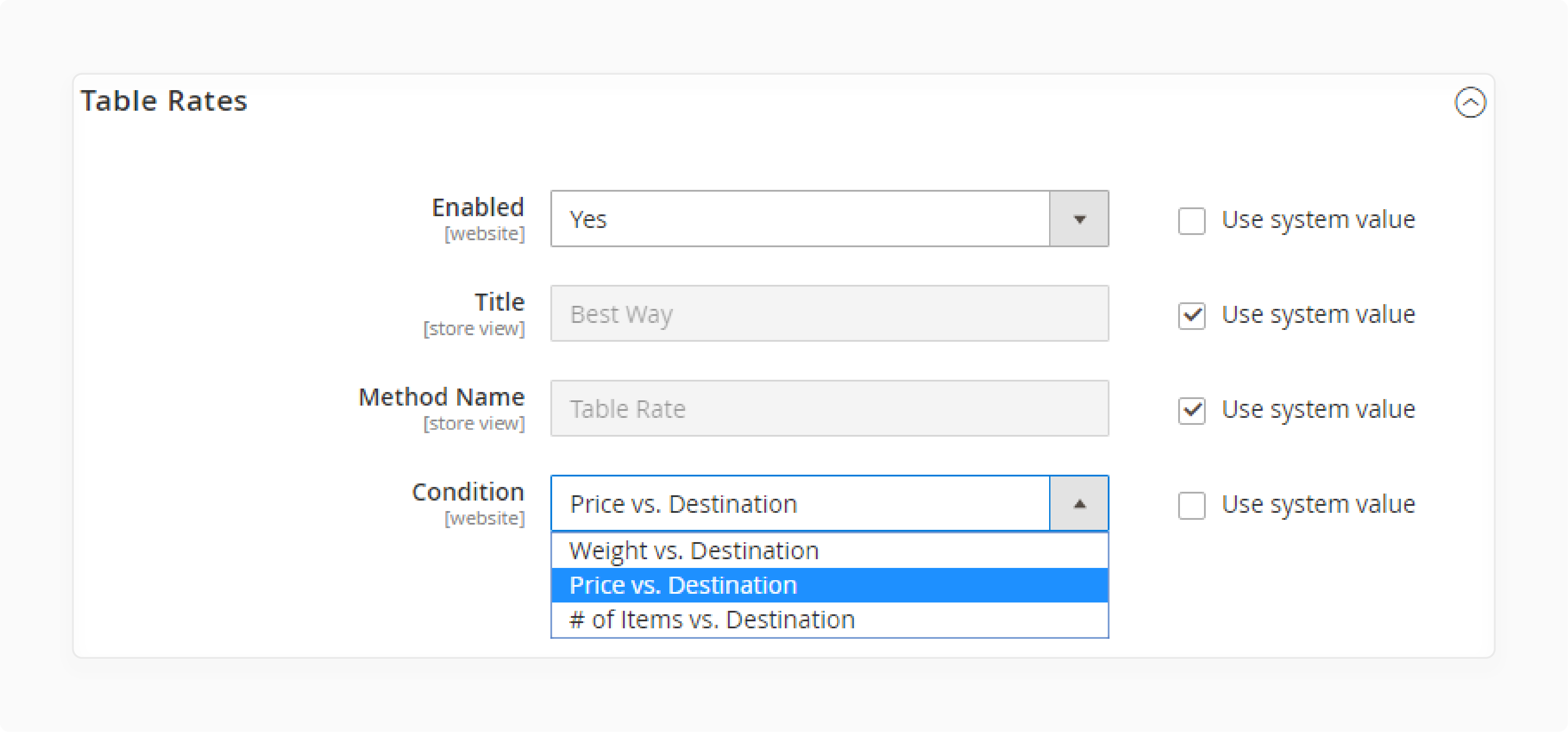 Table Rate of Magento 2 Shipping Table Rates Weight vs Destination