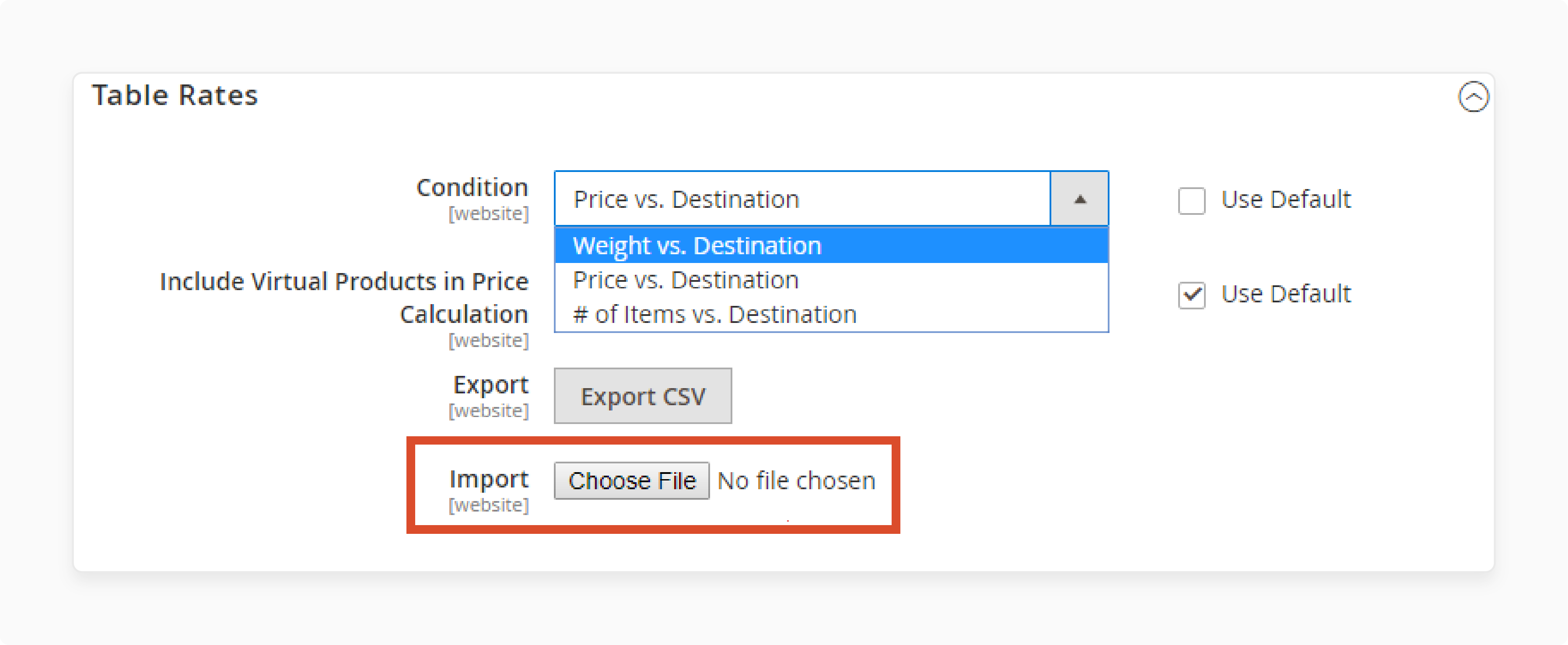 Important Tabe Rates Data of Magento 2 Shipping Table Rates Weight vs Destination