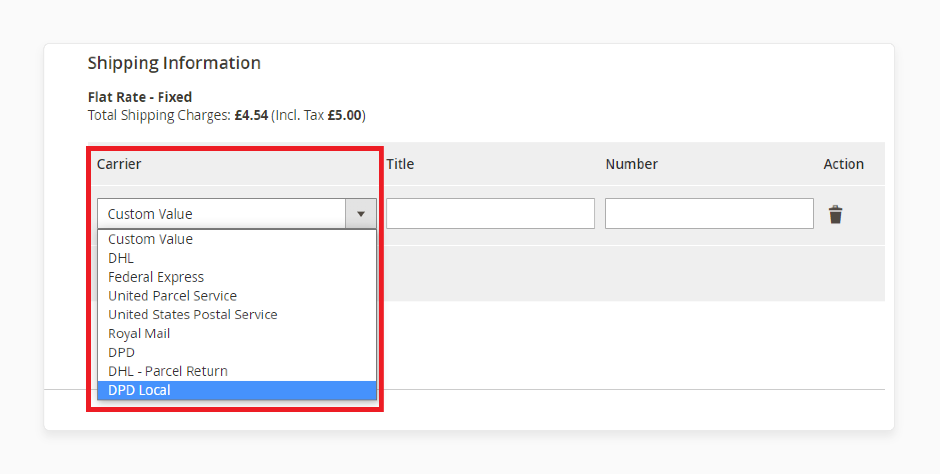 Choose a shipping carrier and add tracking