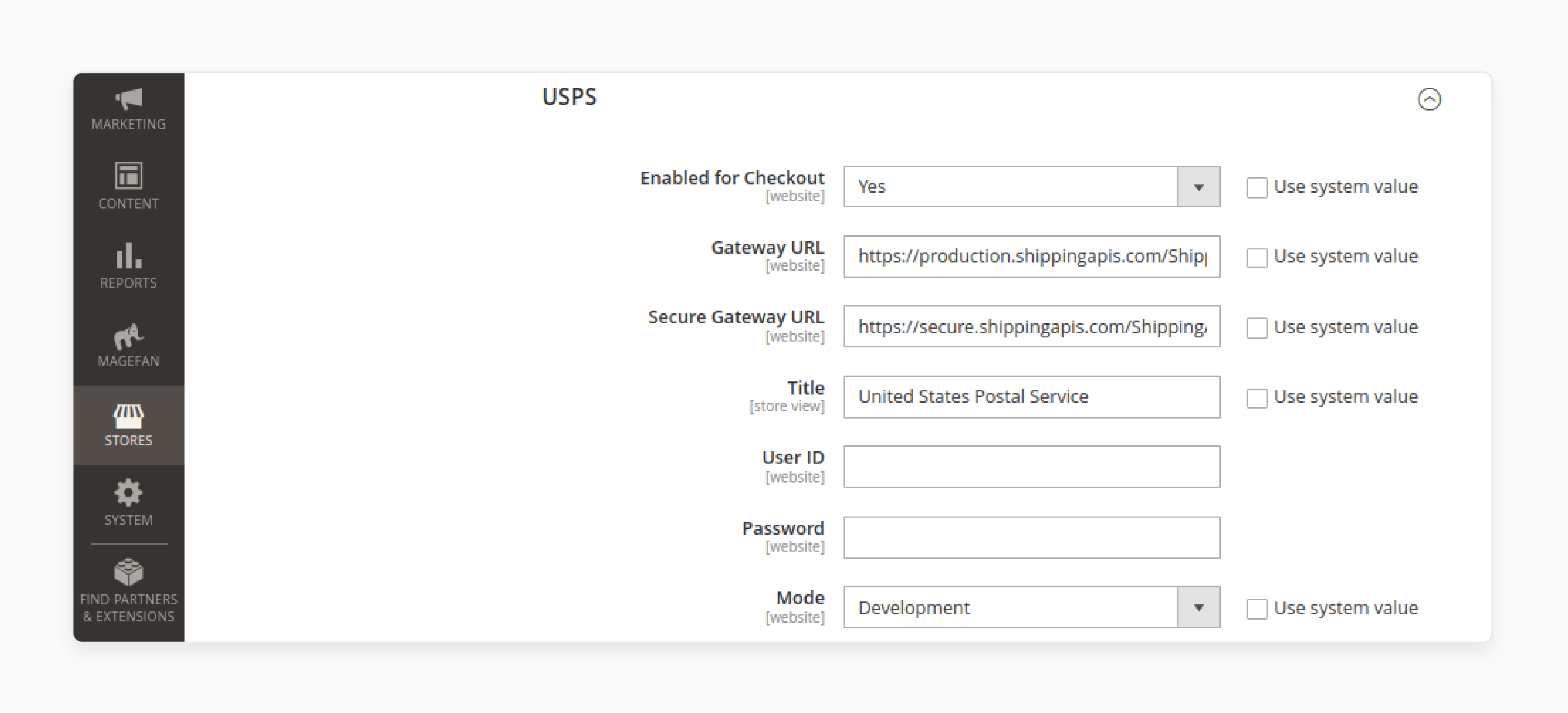 Enable USPS carrier in Magento 2