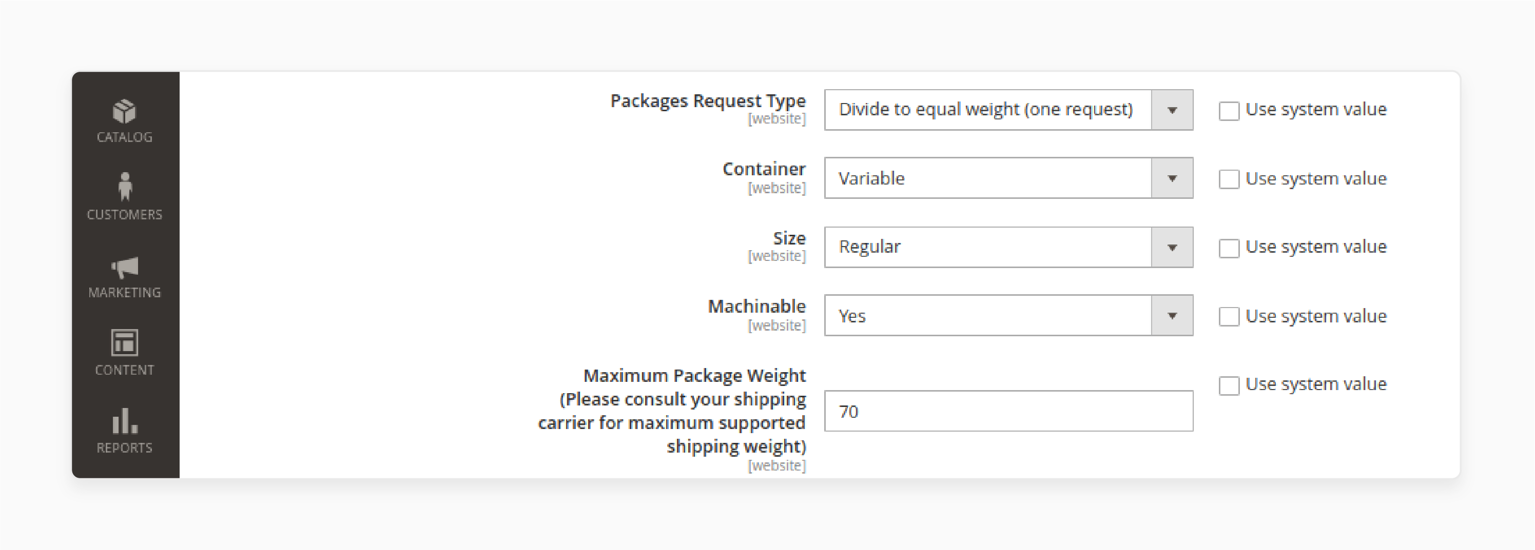 Set USPS package details in Magento 2