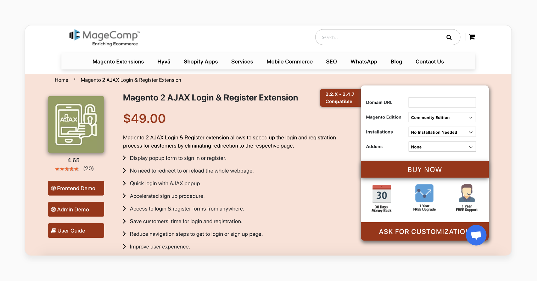 Magento 2 AJAX Login &amp; Register Extension - Magecomp