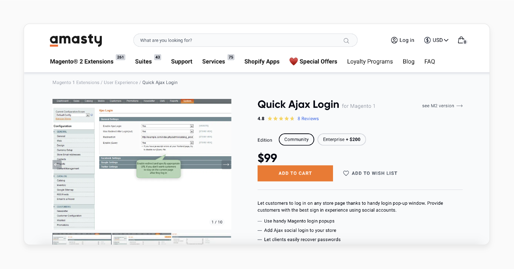 Quick Ajax Login for Magento 1 - Amasty