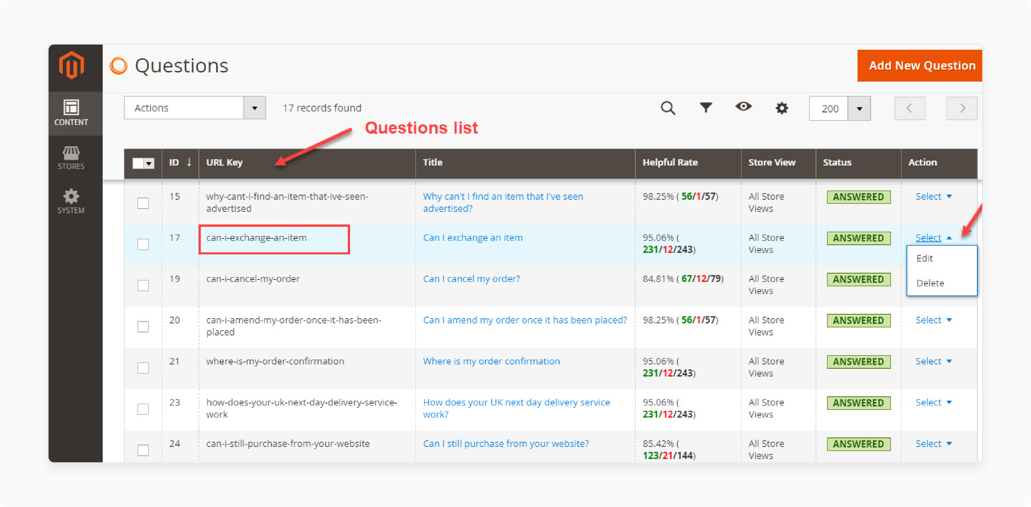 magento 2 admin panel displaying the steps to add faqs to specific product pages for improved customer interaction