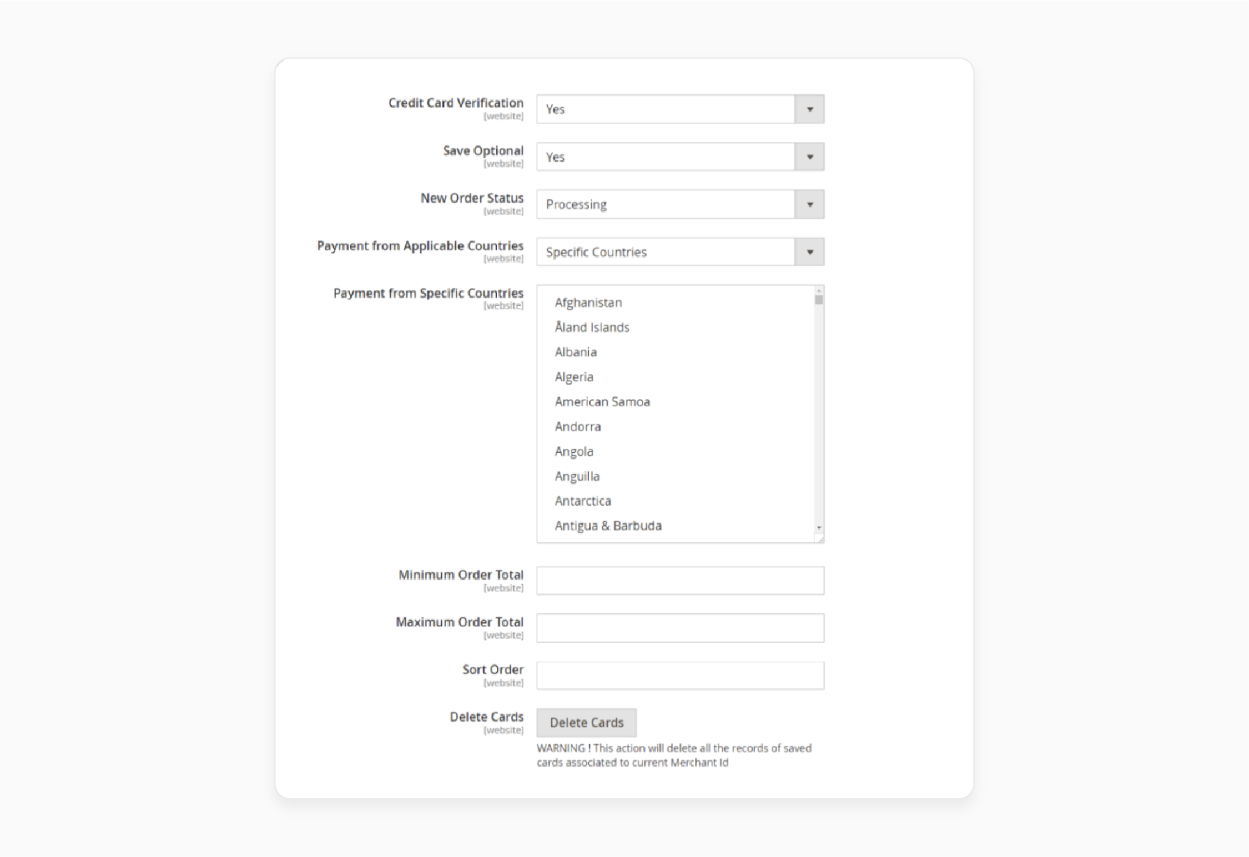 Enable credit card verification in the magento 2 first data extensions