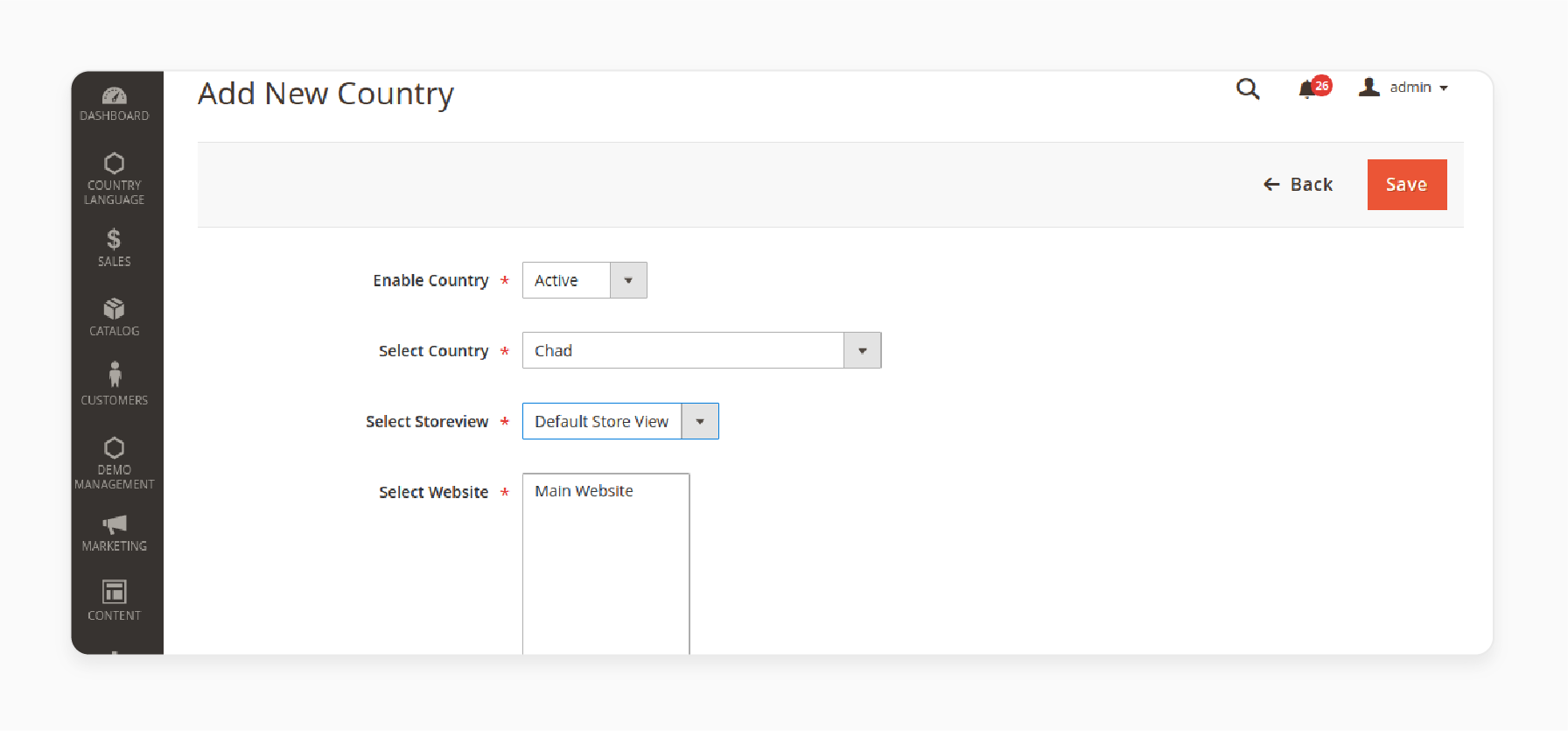 Magento 2 settings for country language views