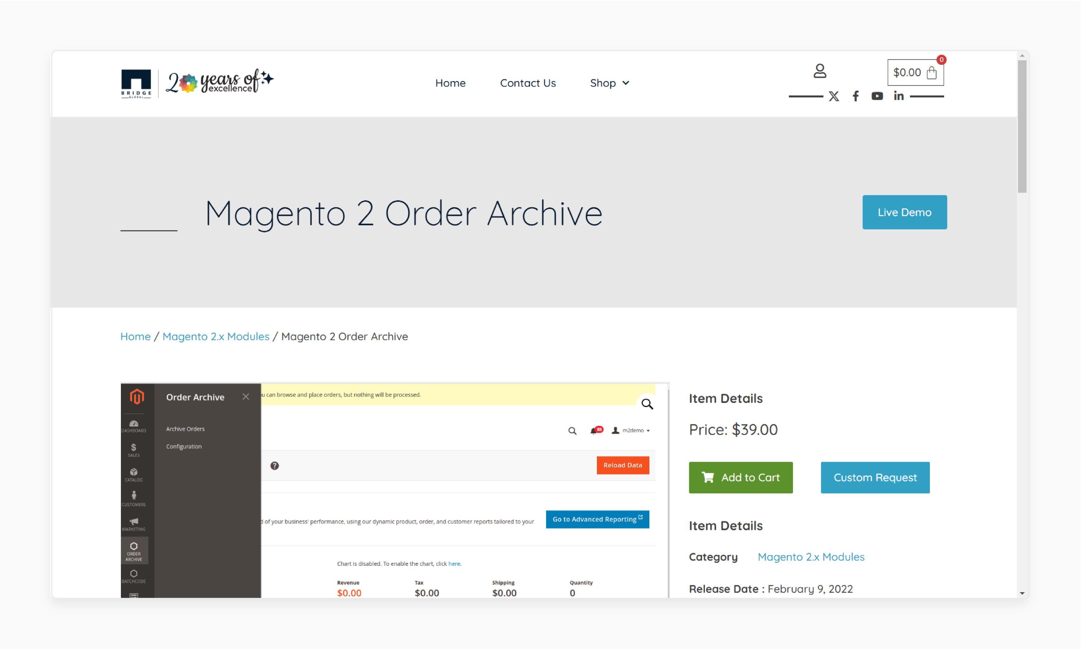 Bridge Global Magento 2 Order Archive