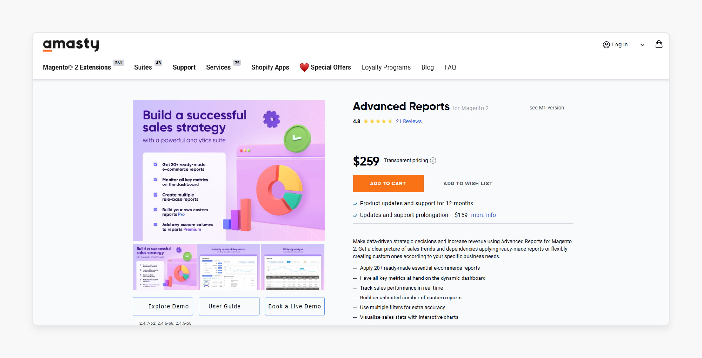 Amasty reports for Magento 365 profits