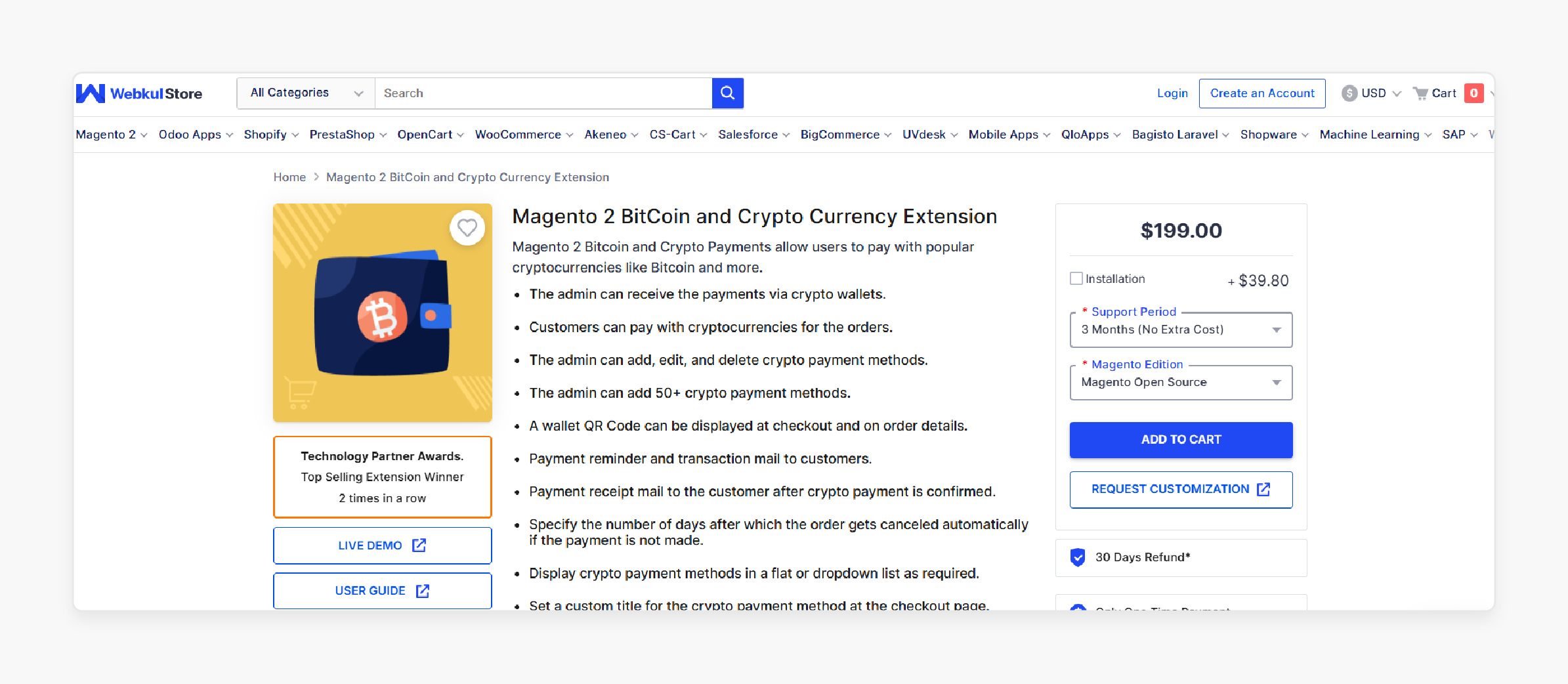 Magento 2 BitCoin and Crypto Currency Extension - Webkul