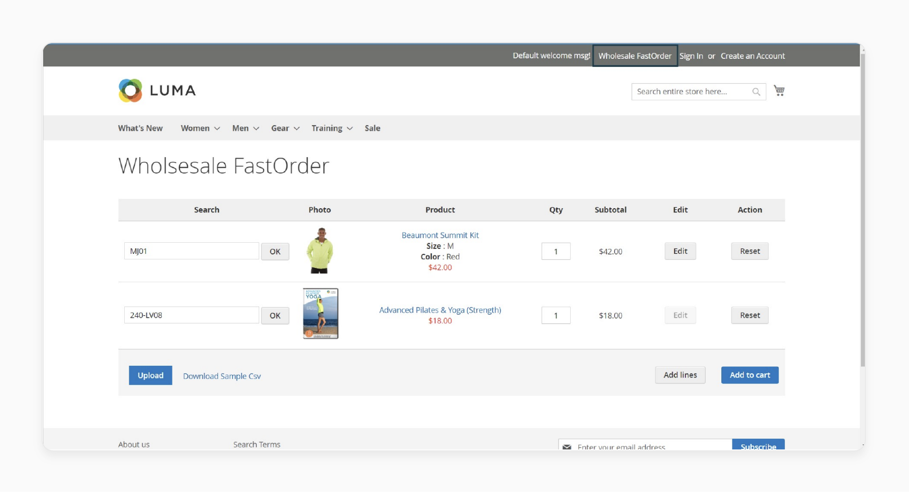 Access the Enable the Magento 2 Wholesale Fast Order features