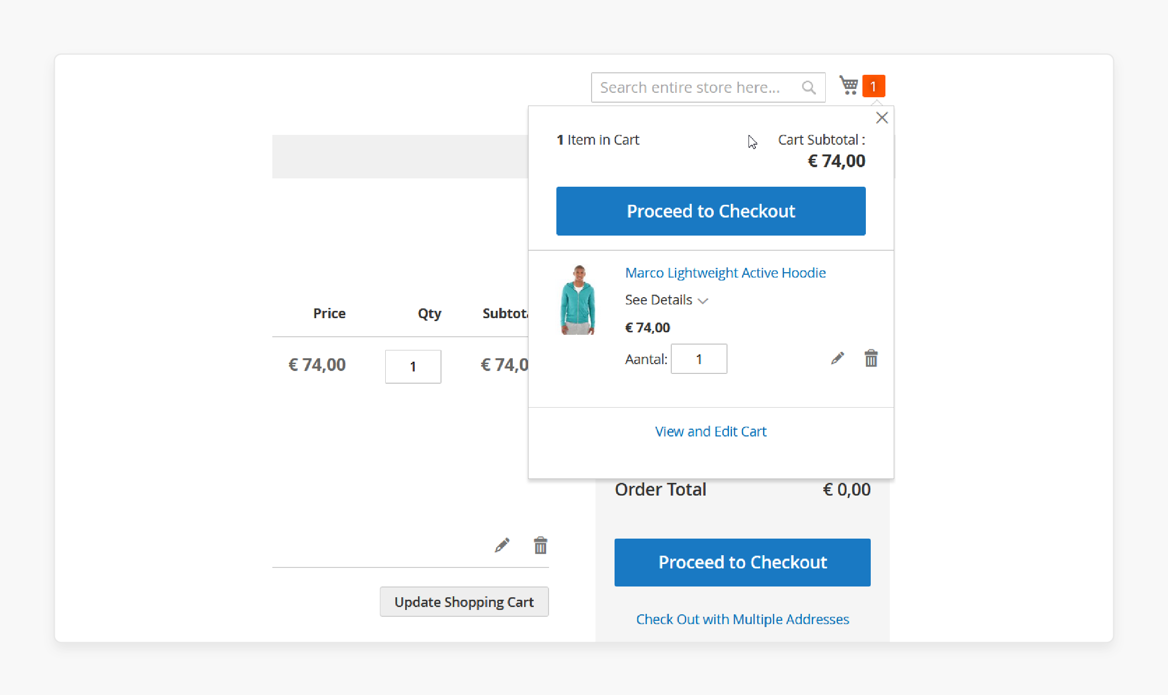 What is Magento 2 Drop Down Cart