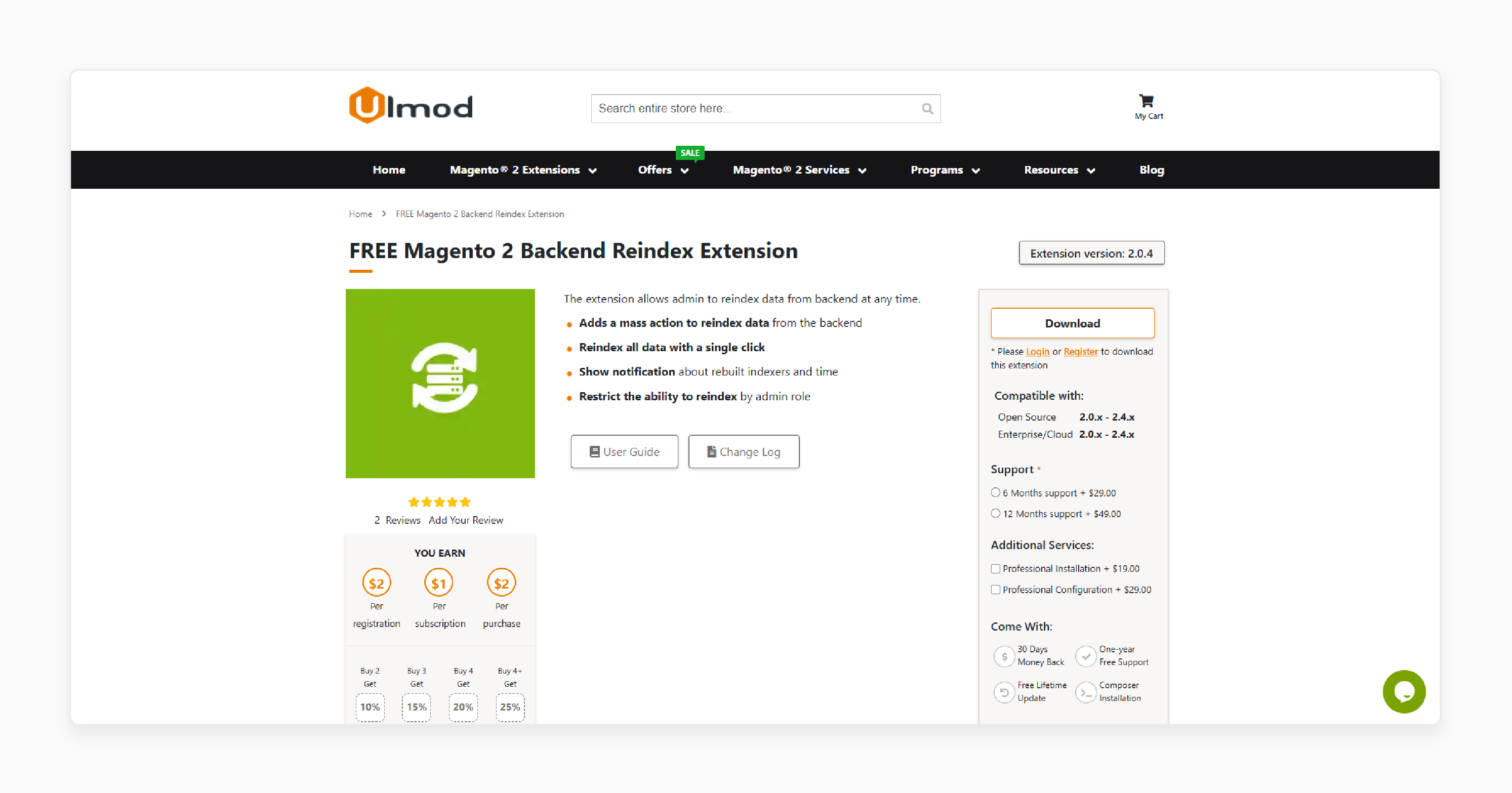 FREE Magento 2 Backend Reindex Extension - Ulmod